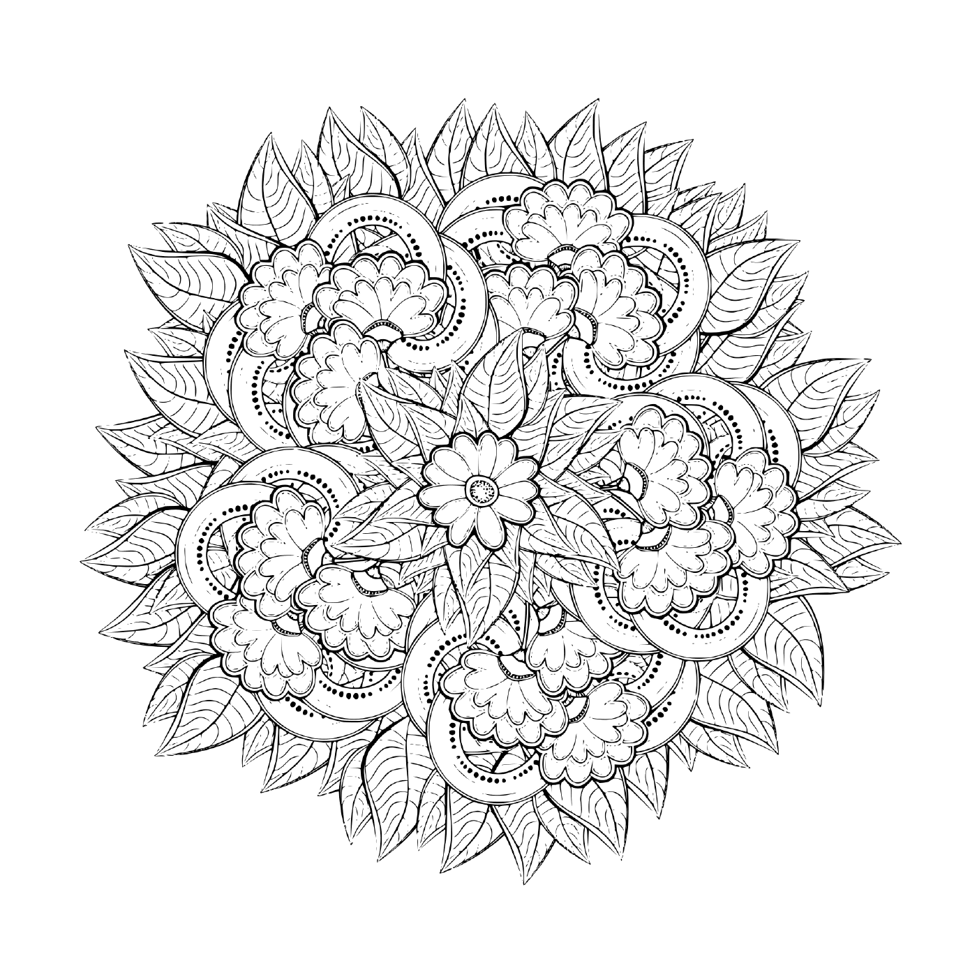 Uma mandala floral para adultos 