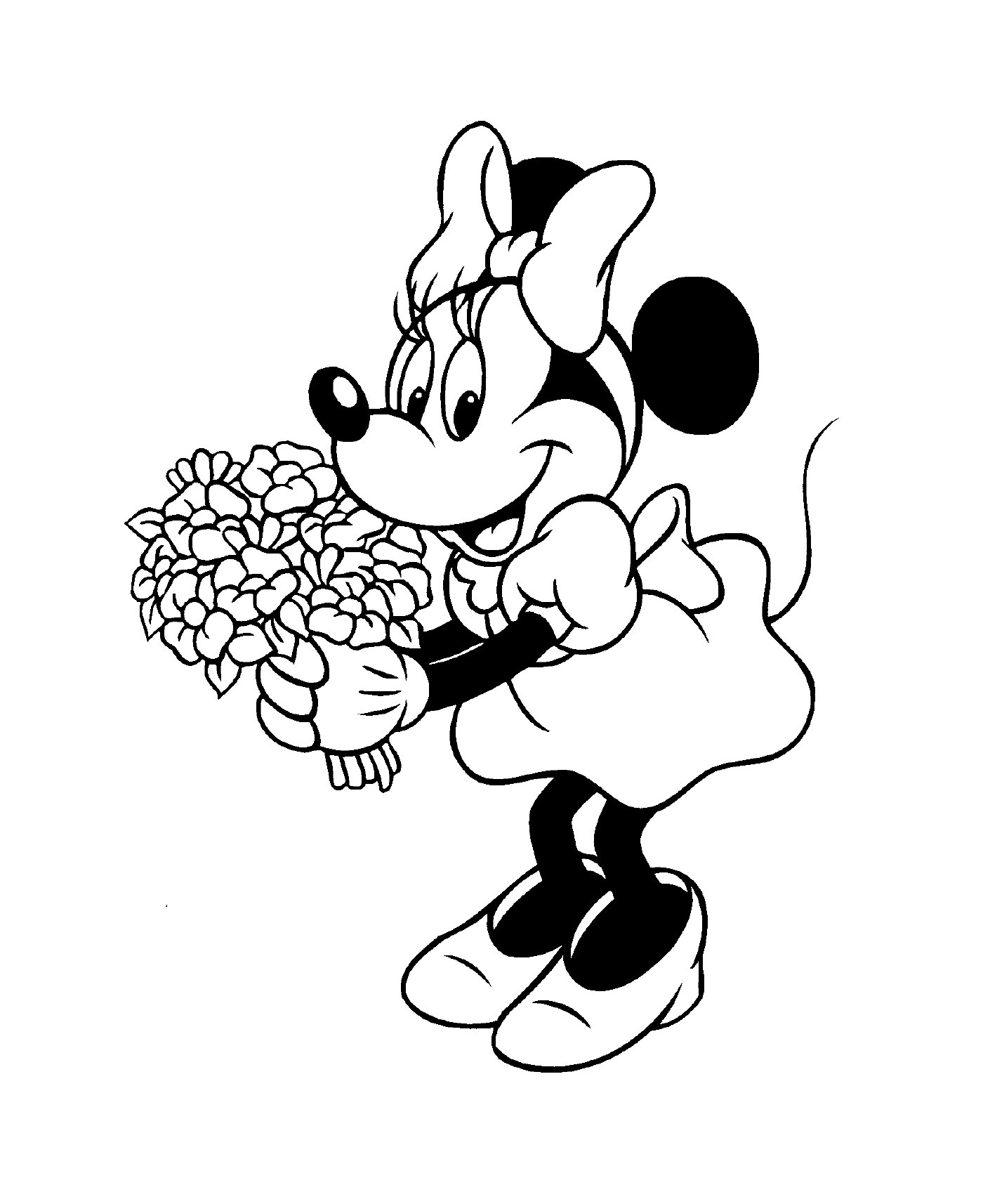  Minnie Mouse segurando um buquê de flores da Disney 