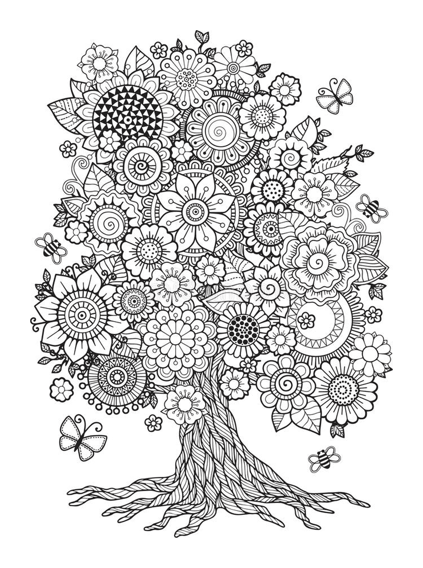  Uma árvore com flores de primavera 