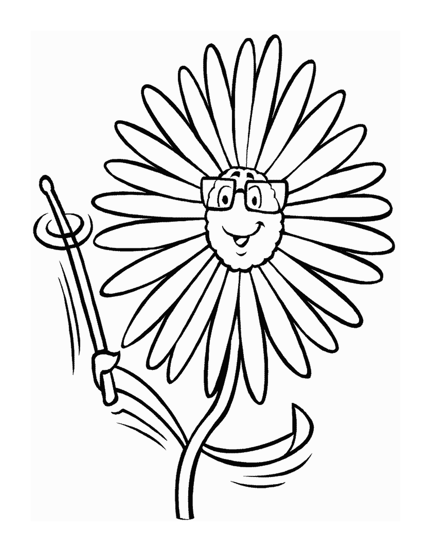  Uma flor com óculos sorridentes 