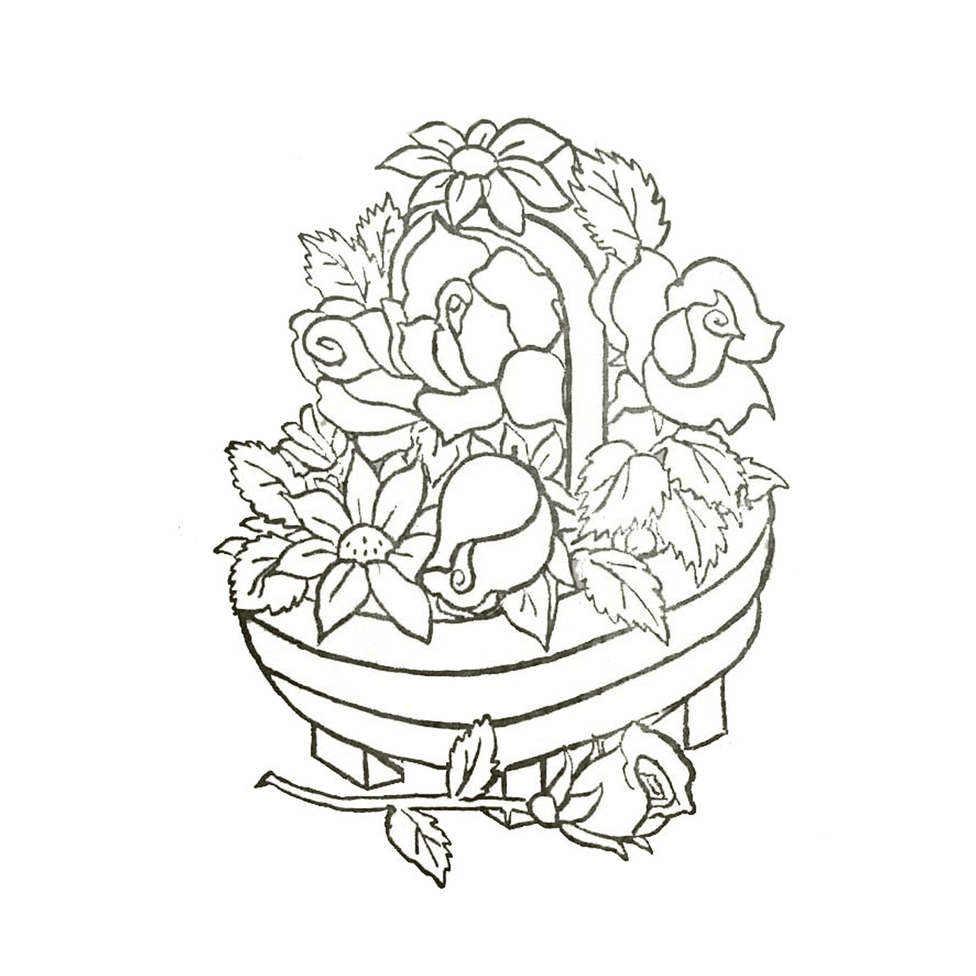  Uma cesta cheia de flores 