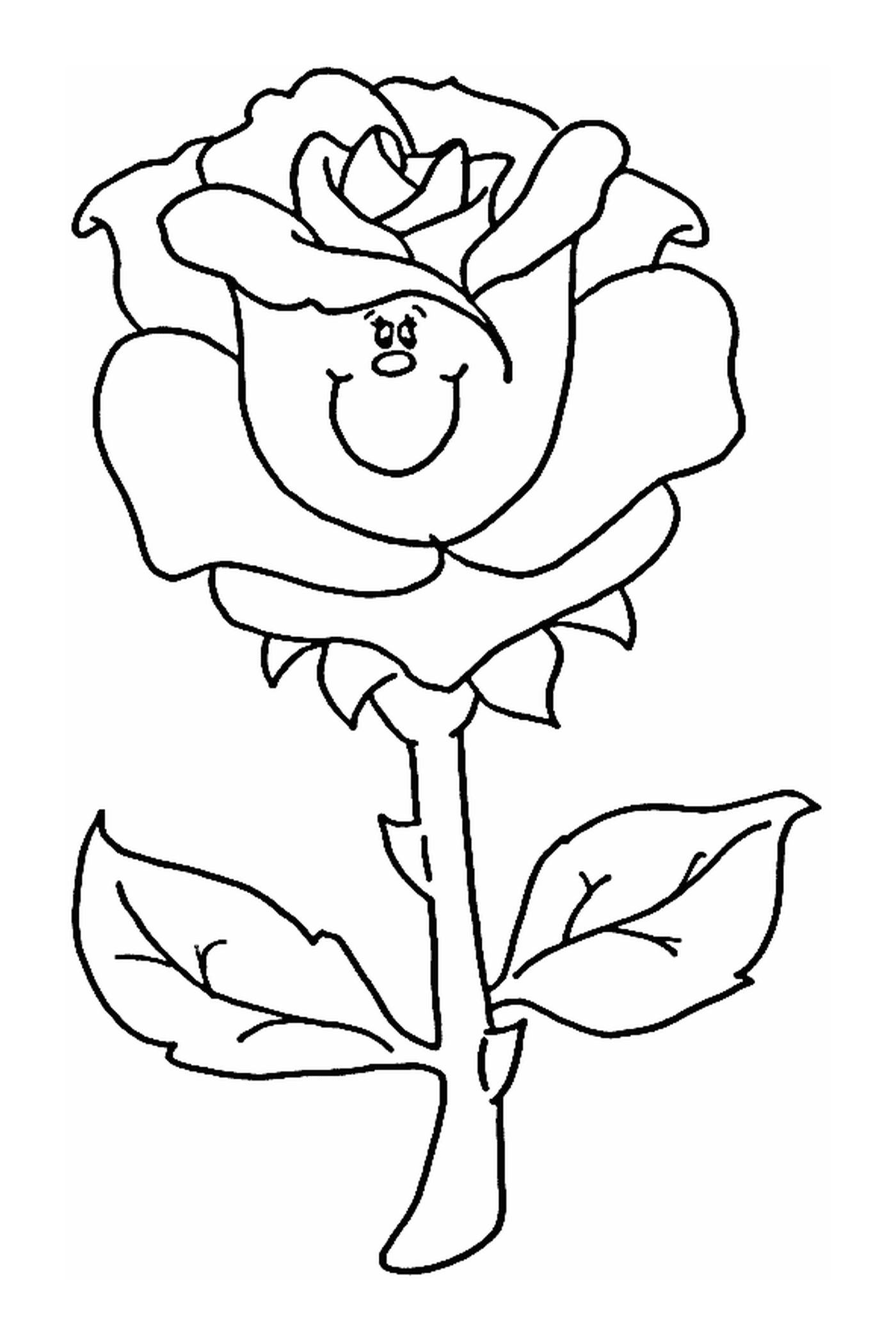  Uma rosa com seu caule 