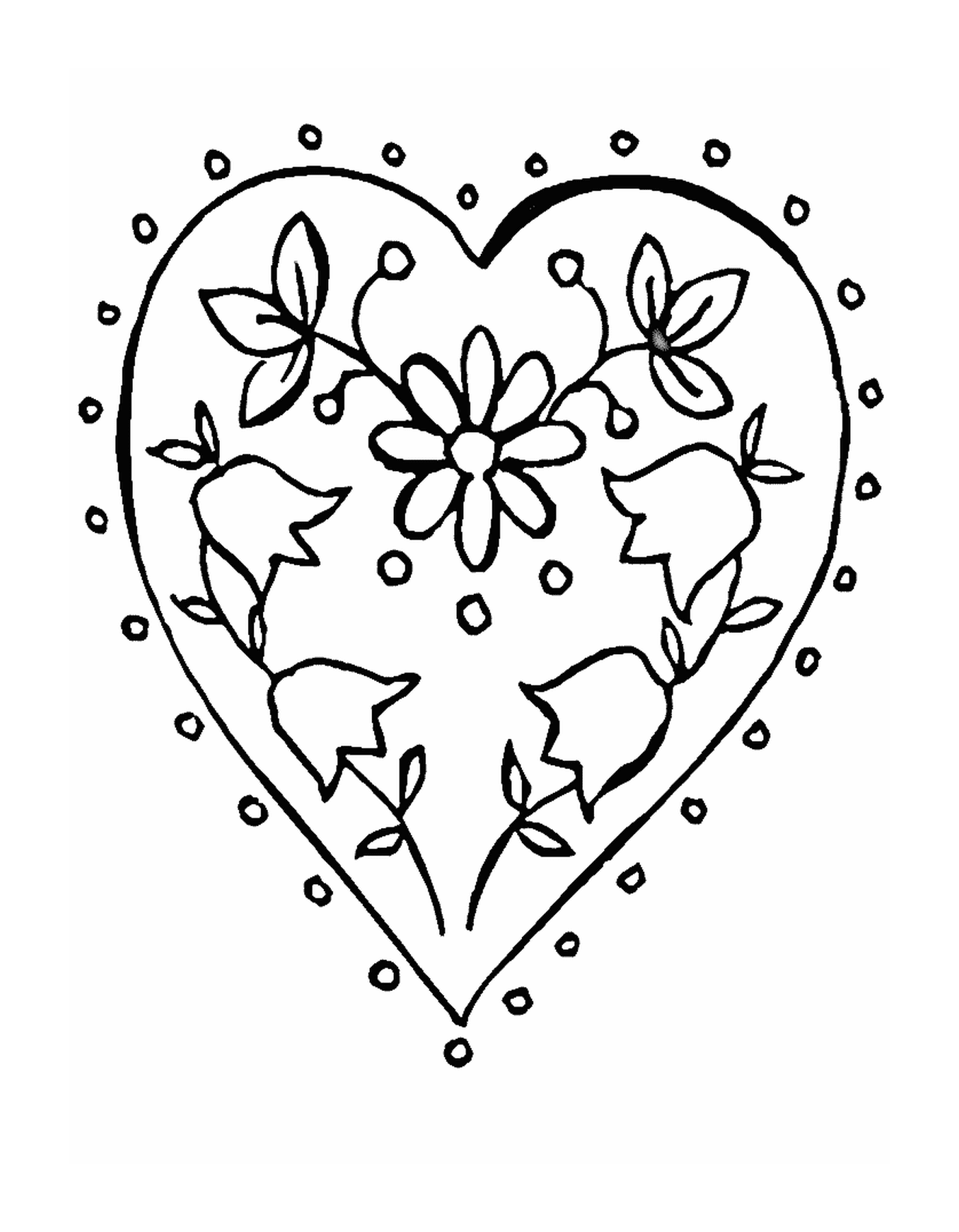  Um coração decorado com flores 