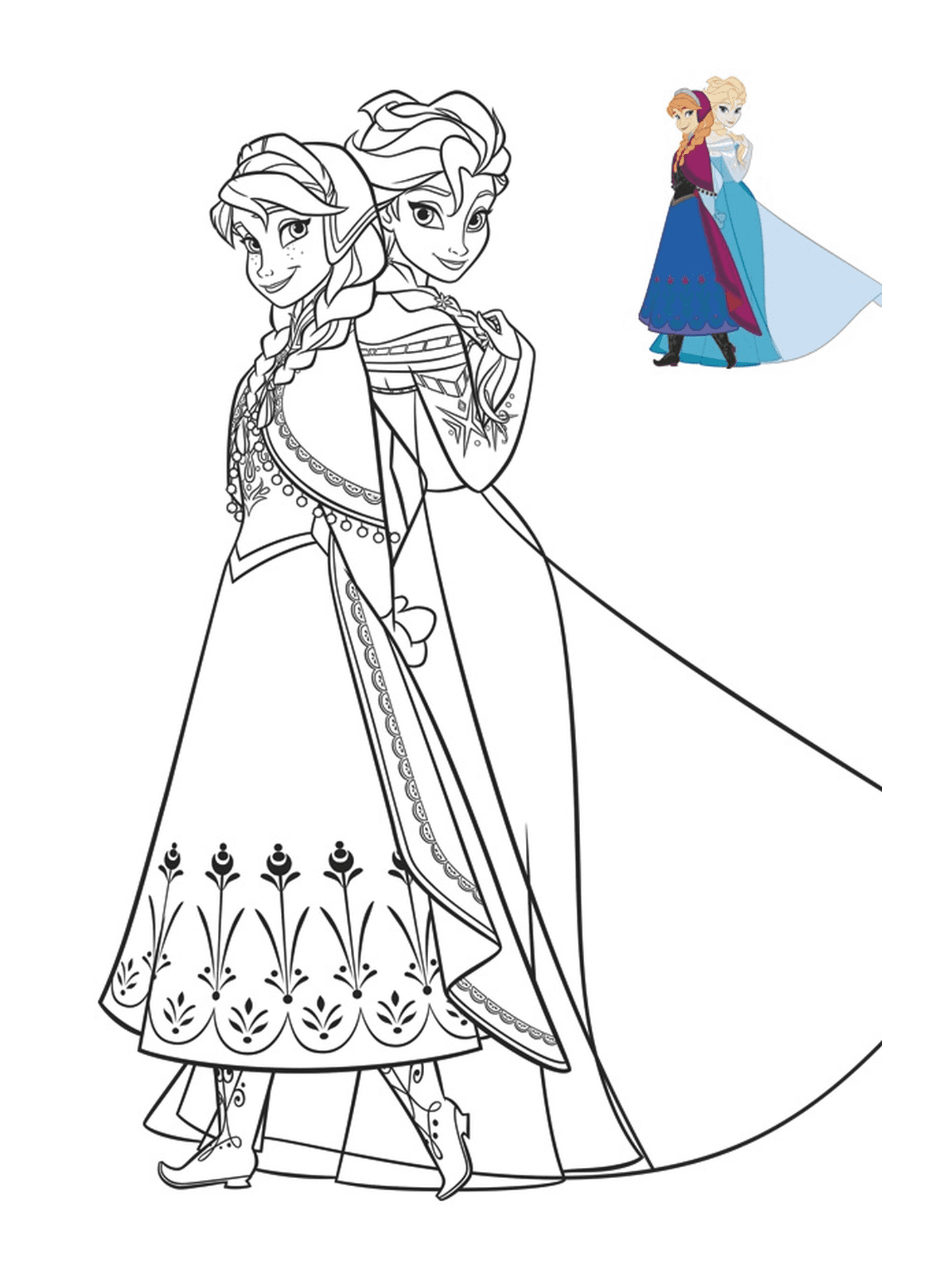  Anna e Elsa em vestidos lindos 