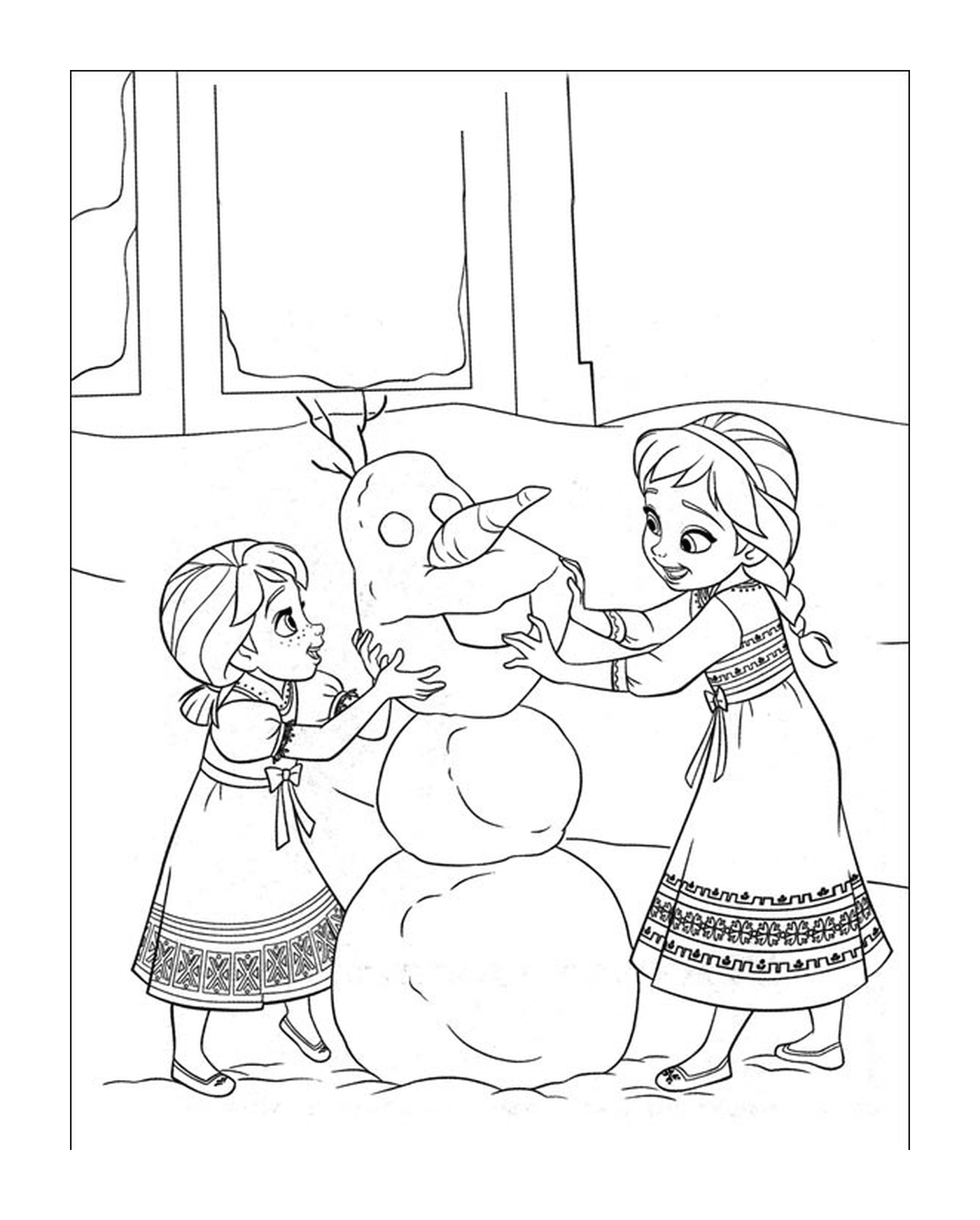  Os bonecos de neve de Elsa e Anna 