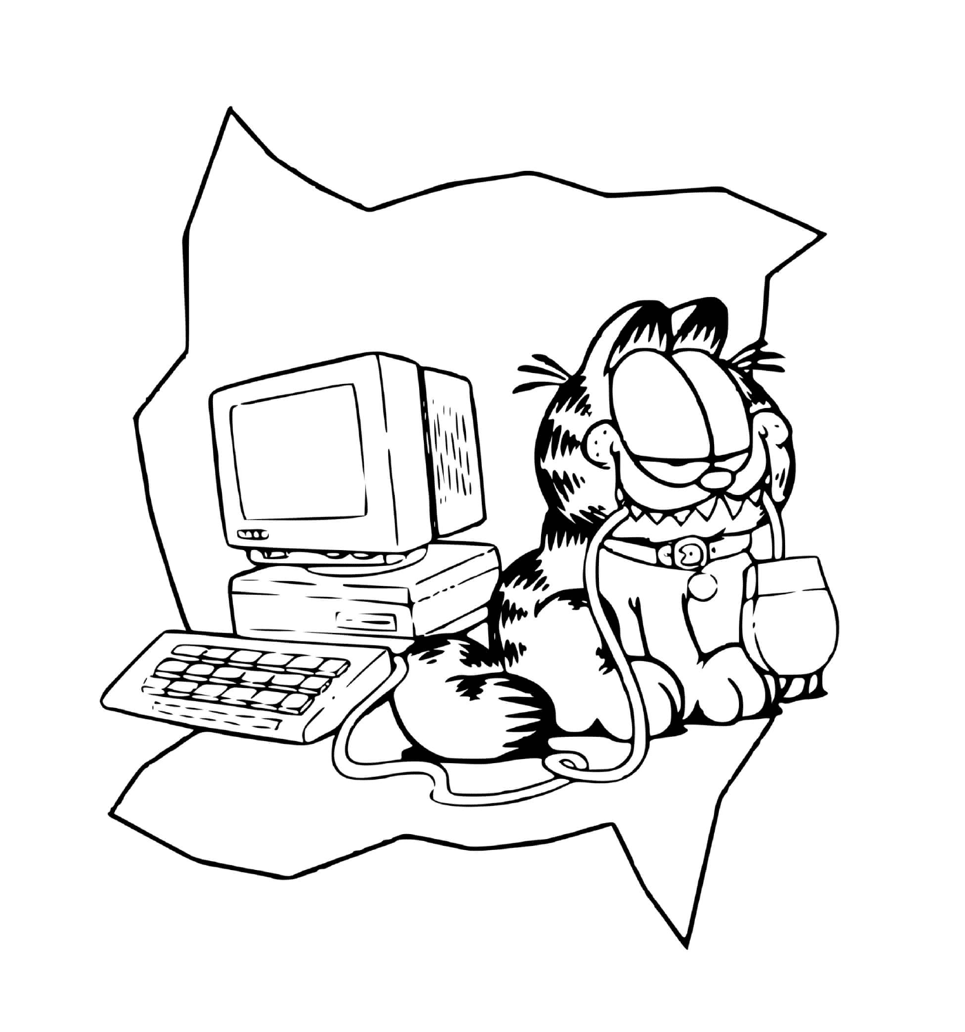  Garfield gosta de brincar com um computador 