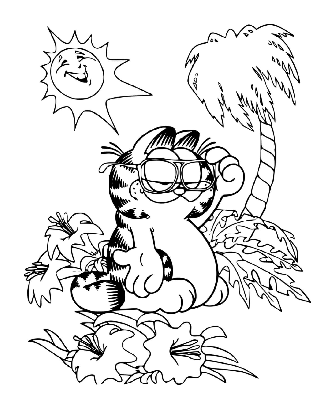  Garfield descansa sob uma palmeira 
