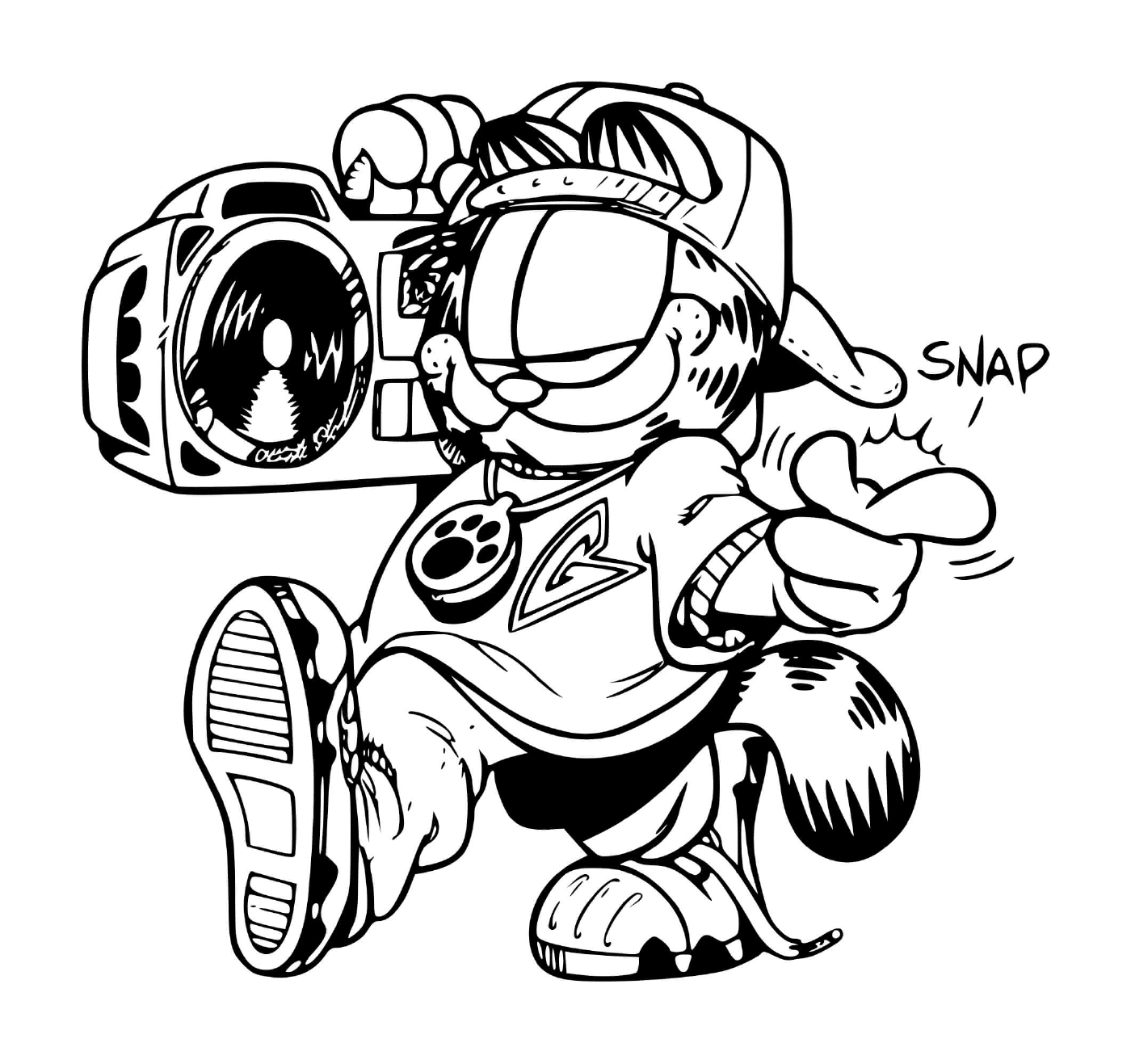  Garfield como um rapper ouvindo música 