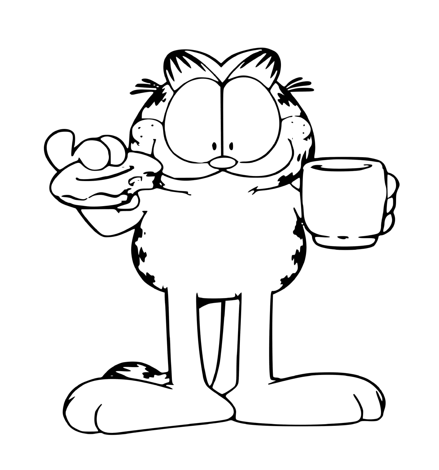  Garfield bebe café e come um donut 