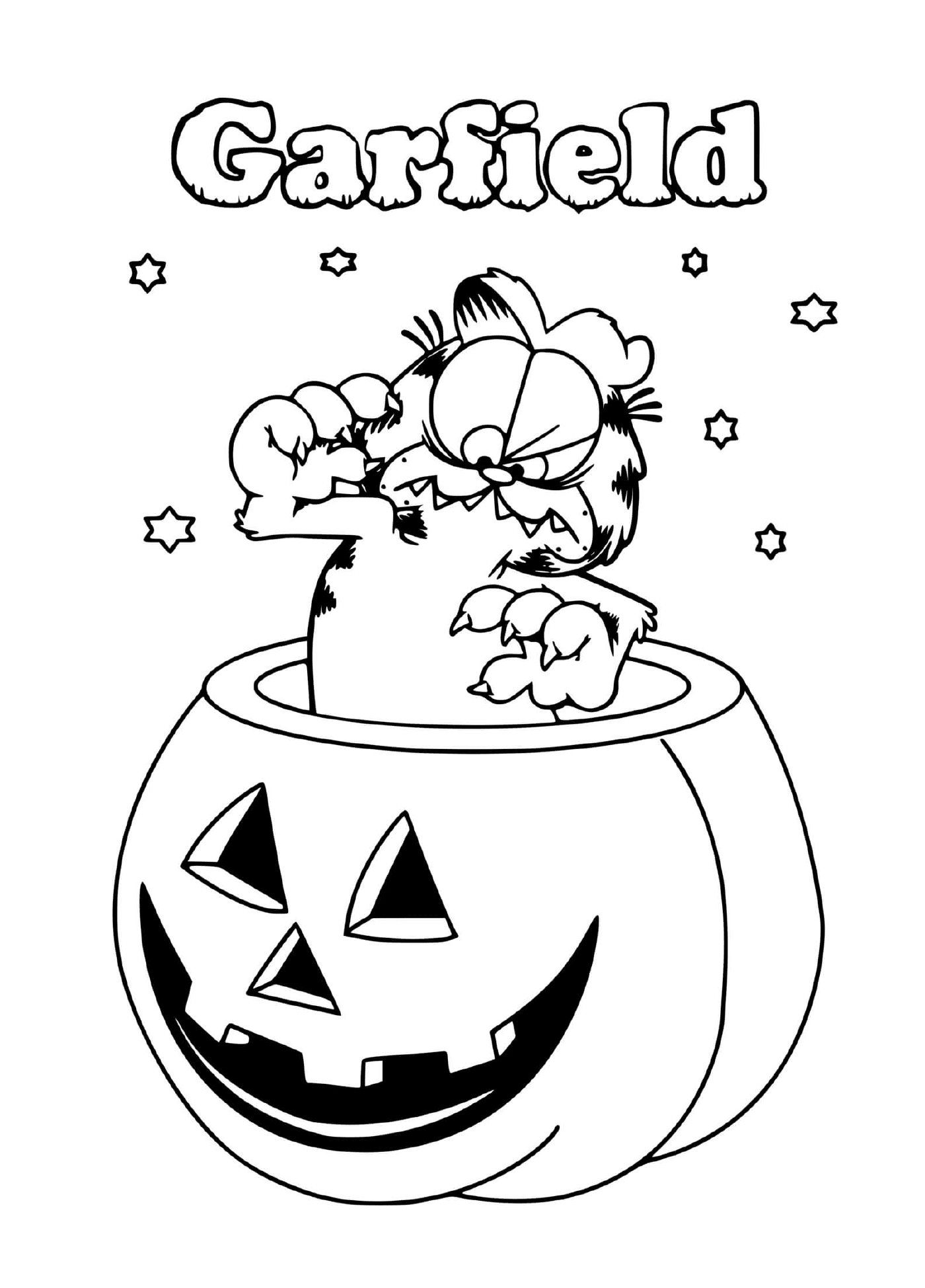  Garfield celebra Halloween em uma abóbora 