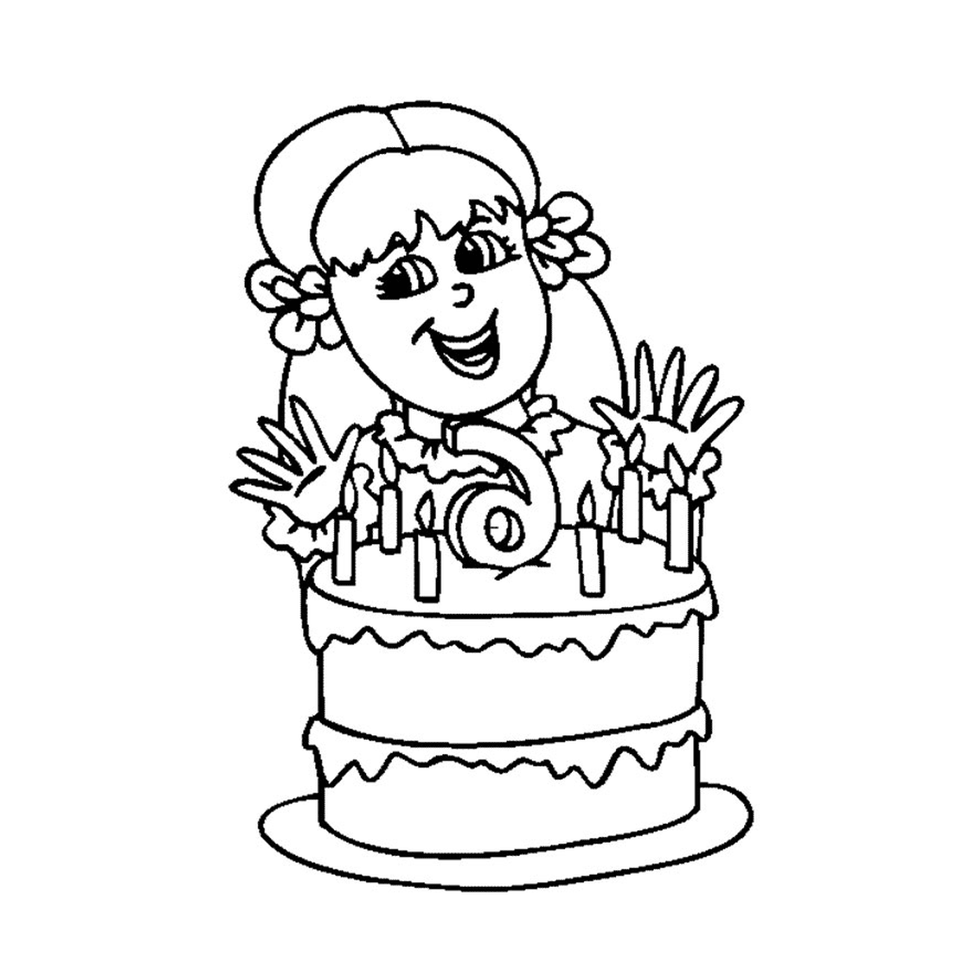  Uma menina com um bolo de aniversário 