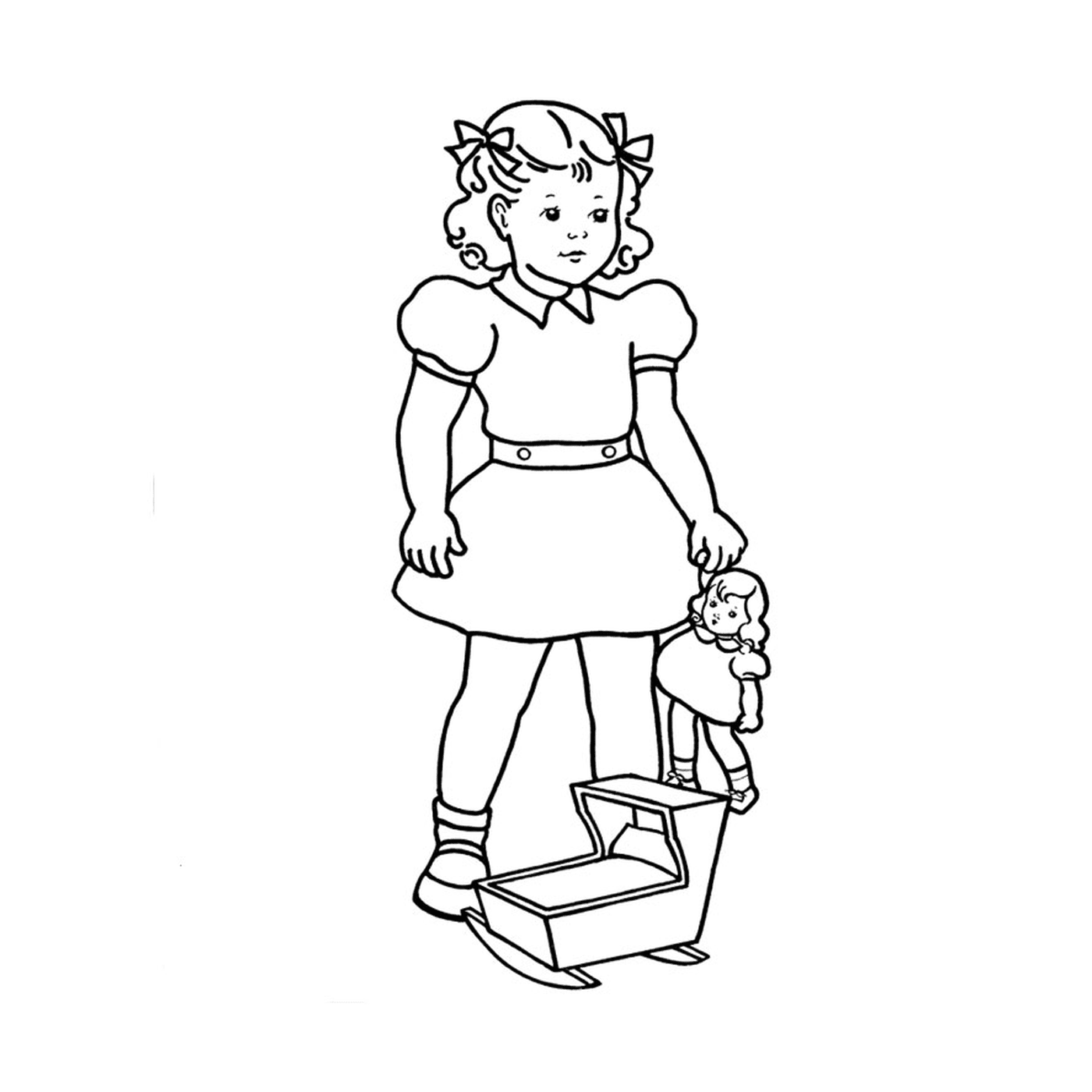  Uma menina segurando uma boneca 