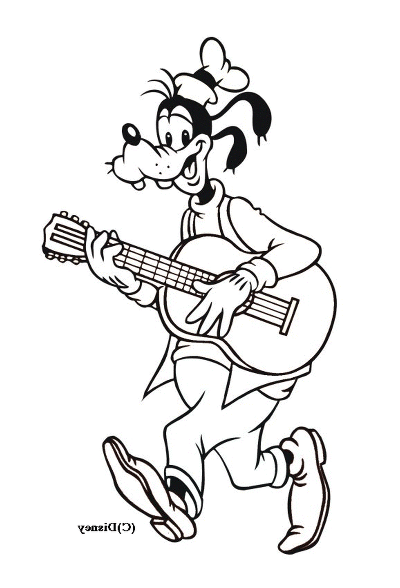  Dingo toca guitarra enquanto está de pé 