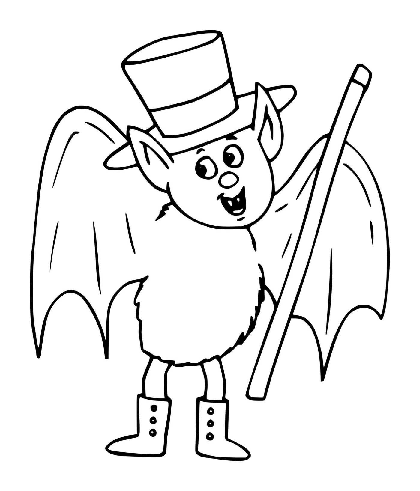  morcego com chapéu de alta forma parecendo um mágico 