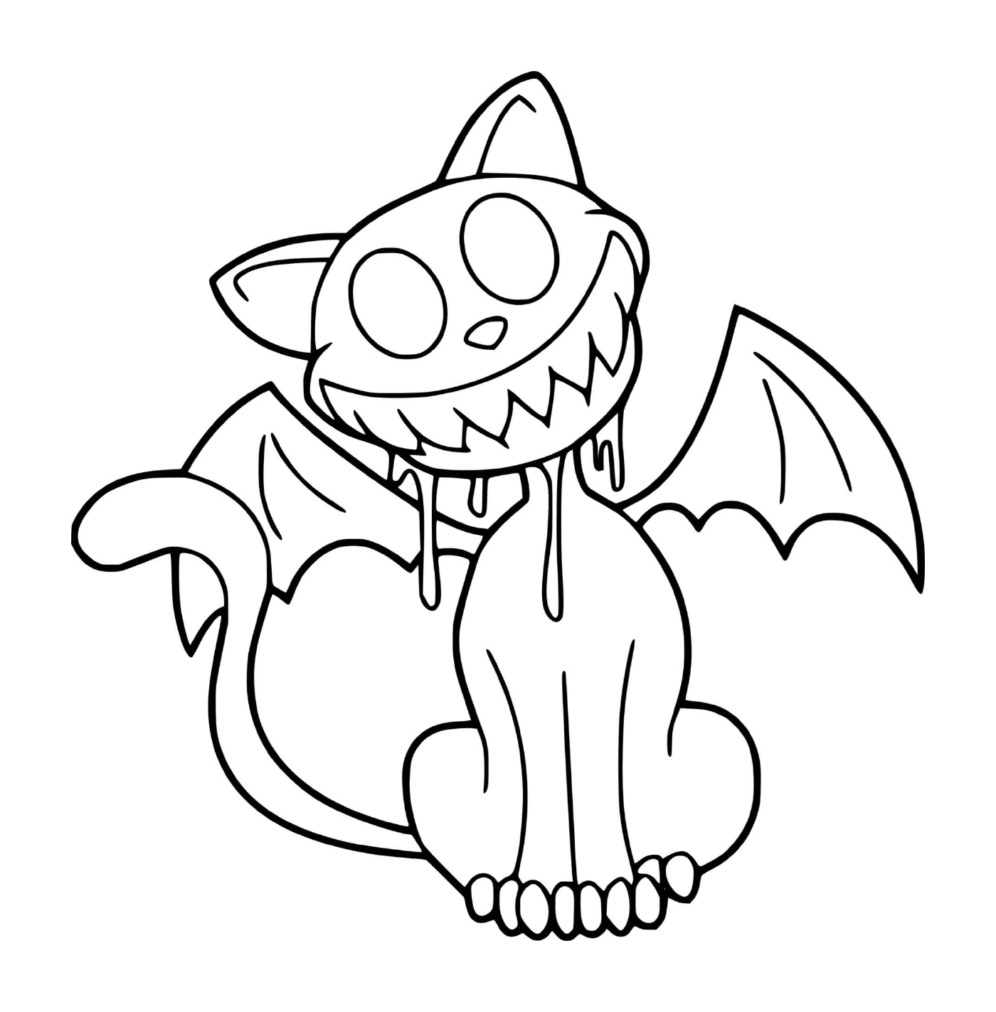  Gato disfarçado de morcego assustador 
