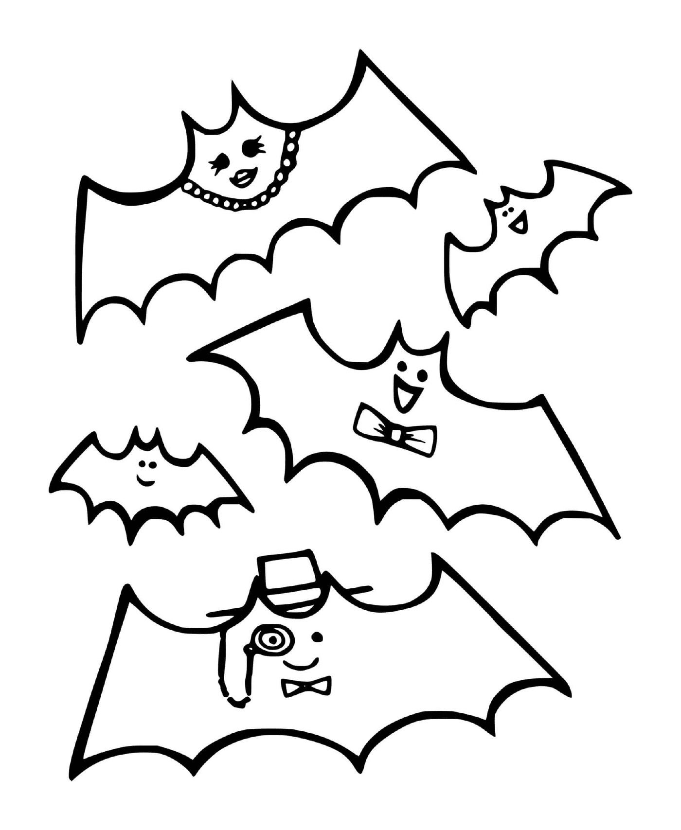 vários morcegos com diferentes decorações 