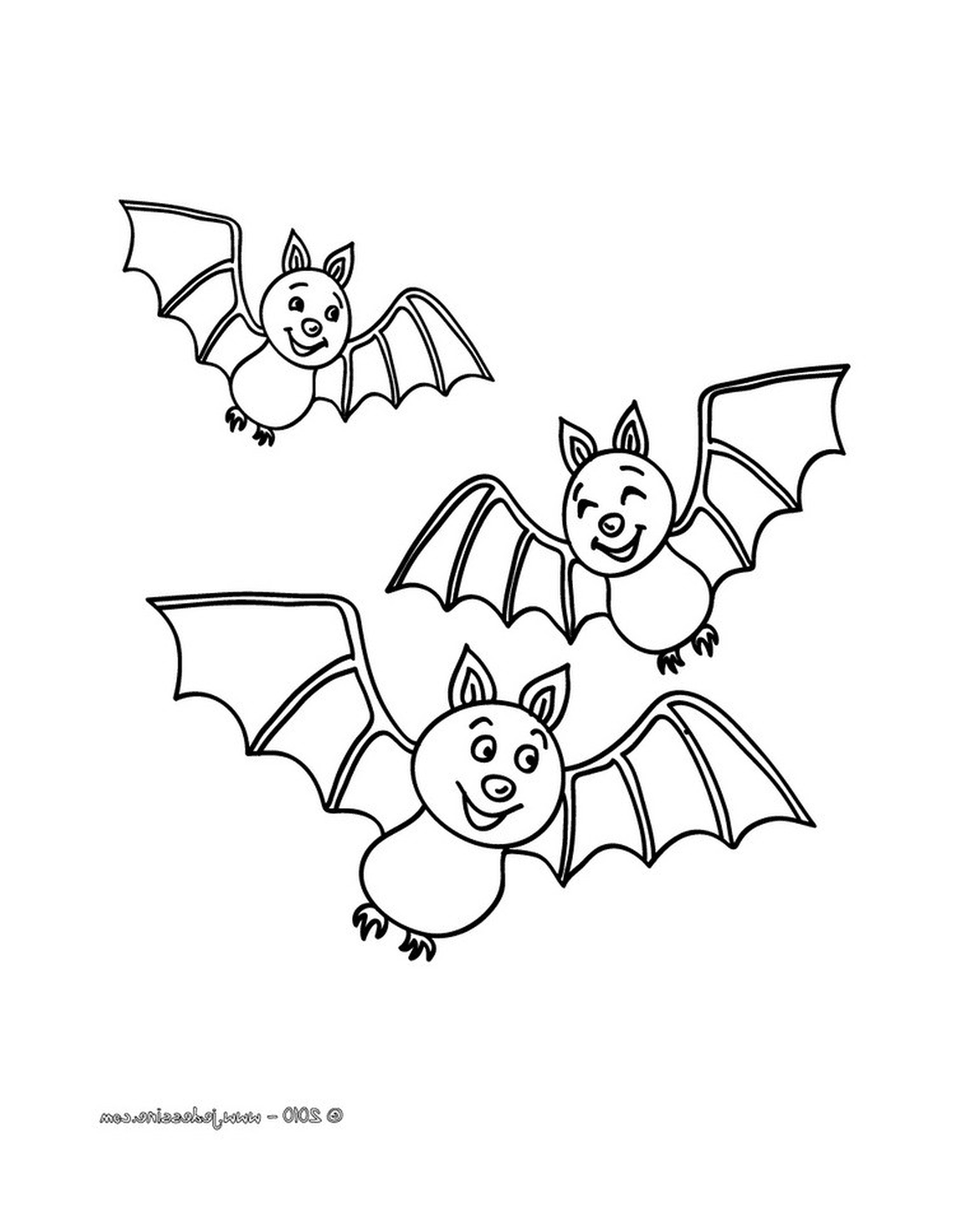  Grupo de três morcegos voadores para o Halloween 