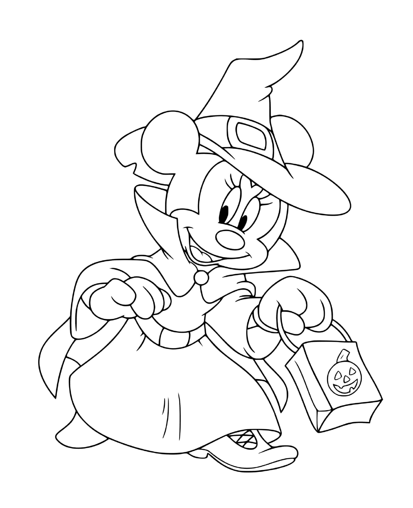  Minnie Mouse bruxa com saco de doces 
