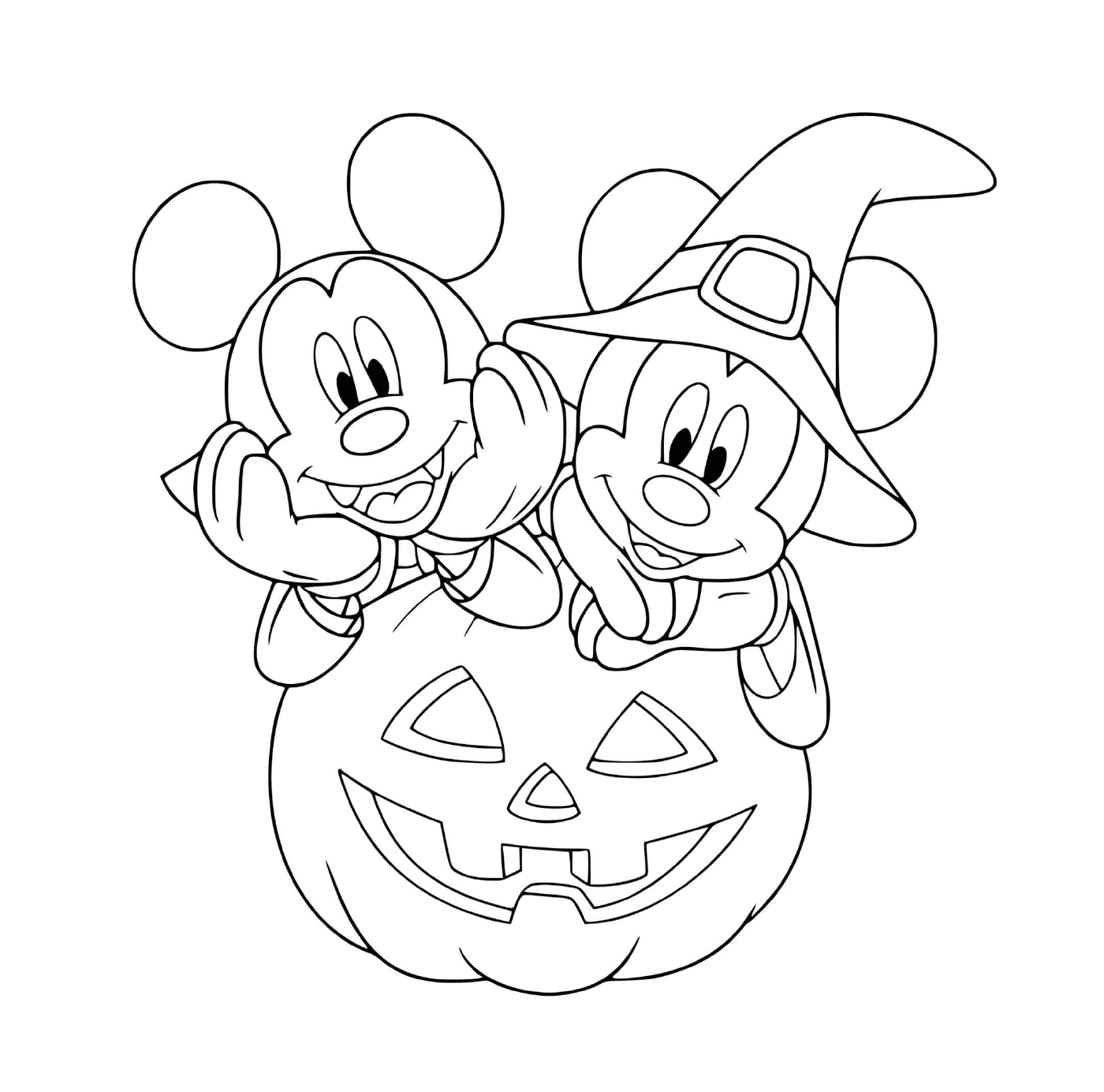  Vampiro e Minnie bruxa com abóbora Mickey 