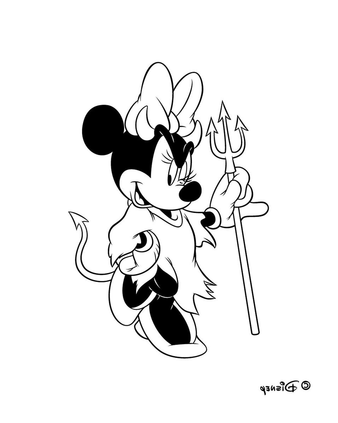  Minnie com um garfo de Halloween 