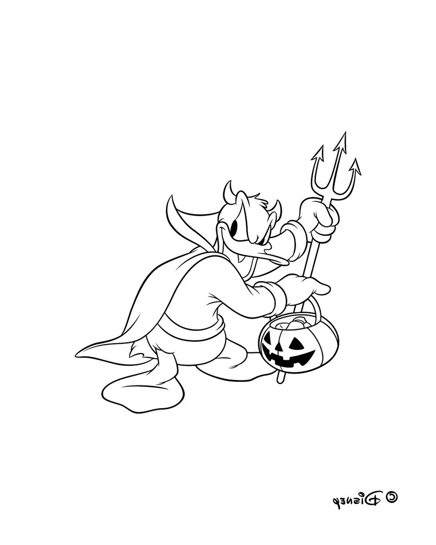  Donald com um garfo de Halloween 