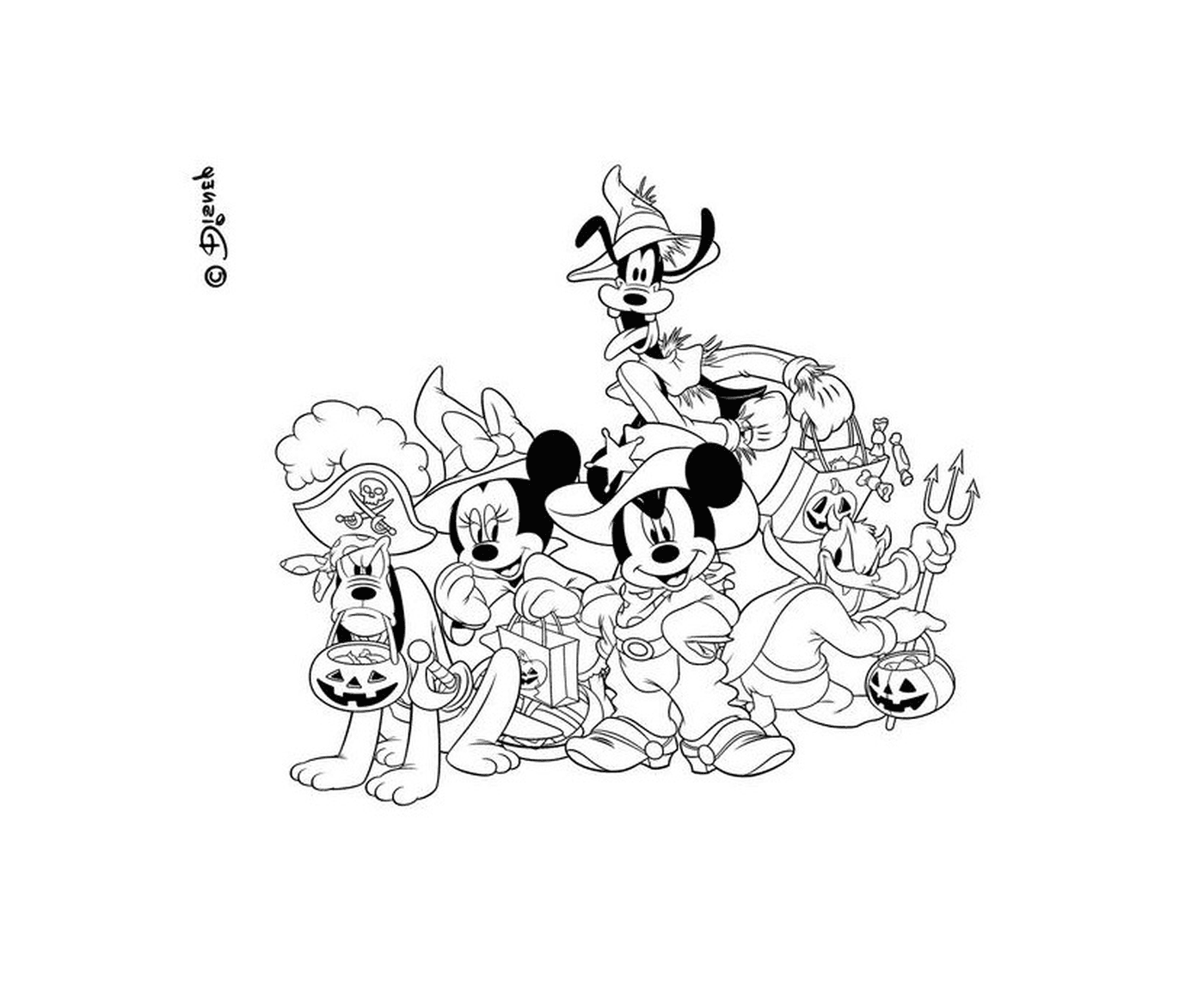  Mickey, Minnie, Dingo e Donald disfarçados 