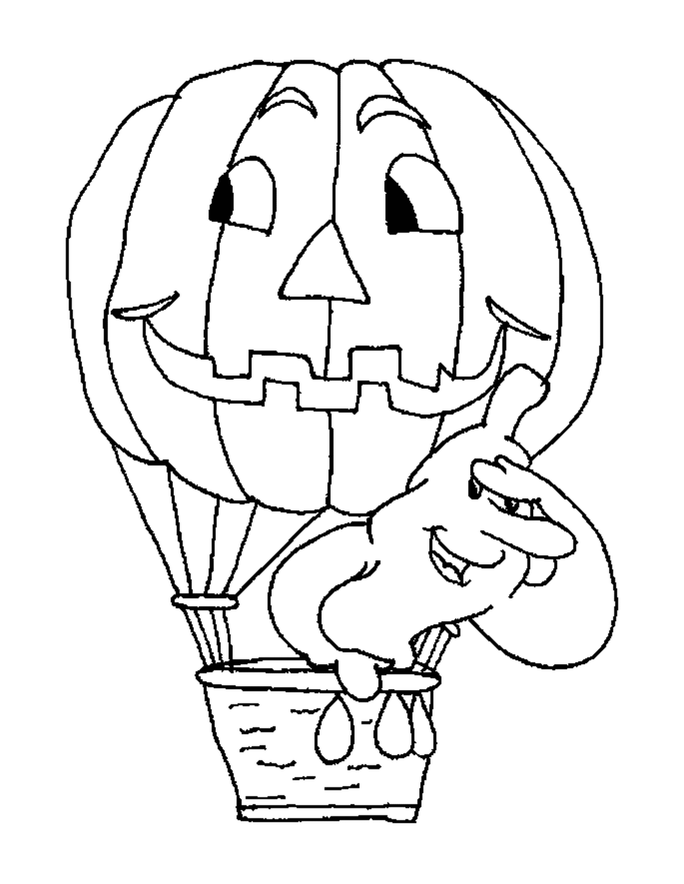 Fantasma em um balão de ar quente de abóbora 