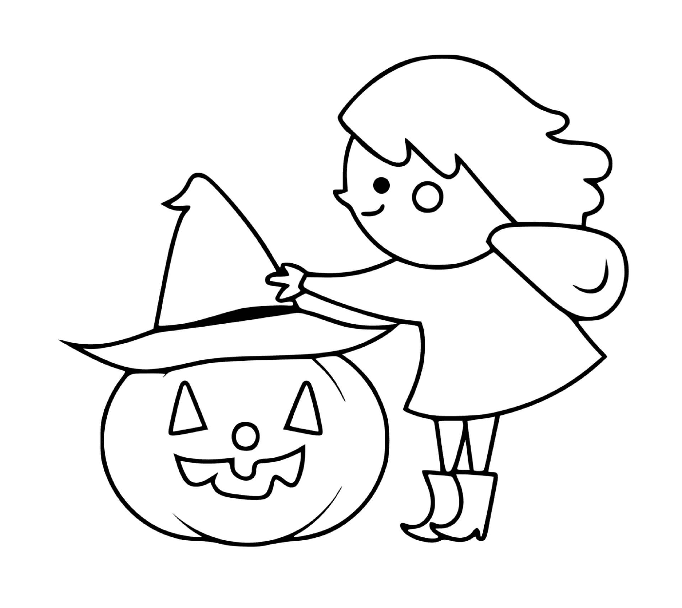  bruxa oferece seu chapéu de abóbora 