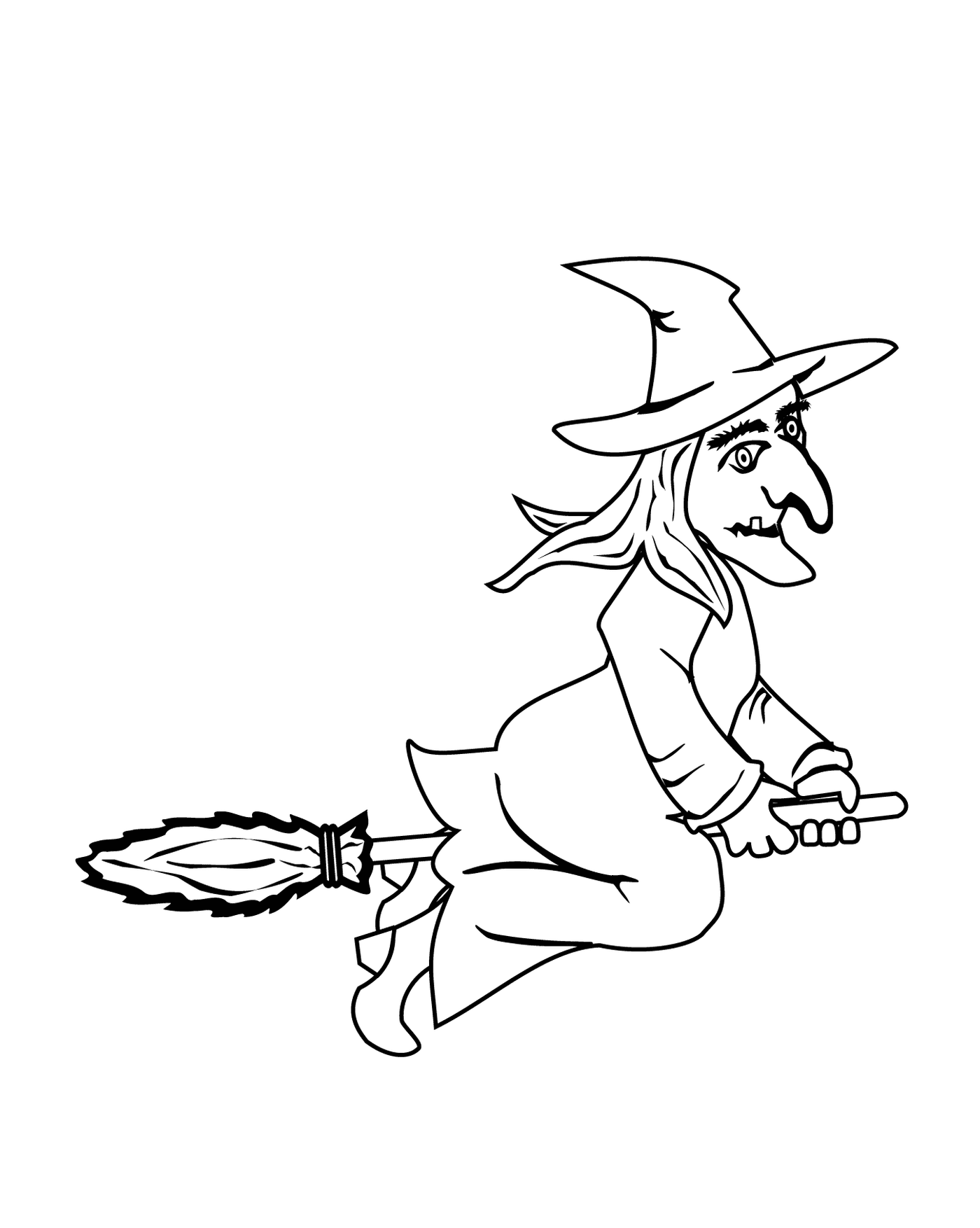  bruxa montando uma vassoura 