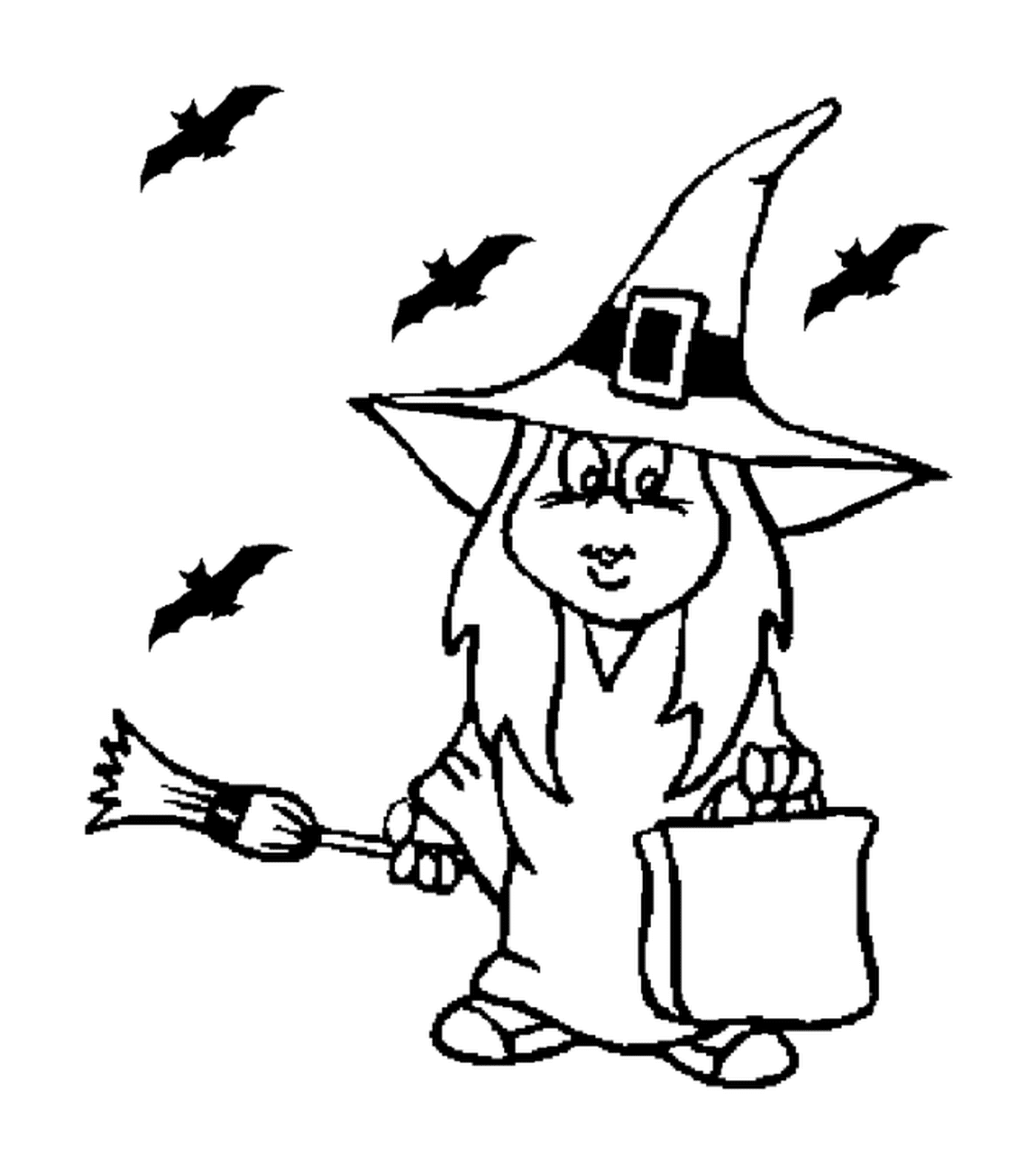  bruxa segurando uma vassoura 