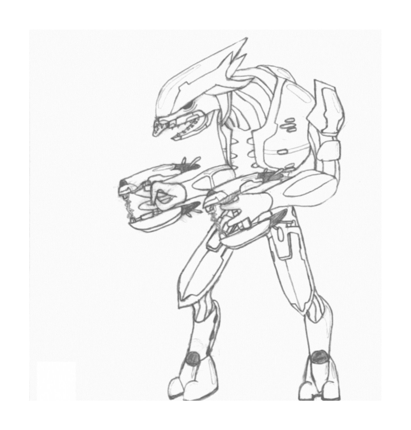  Robô armado com rifle 