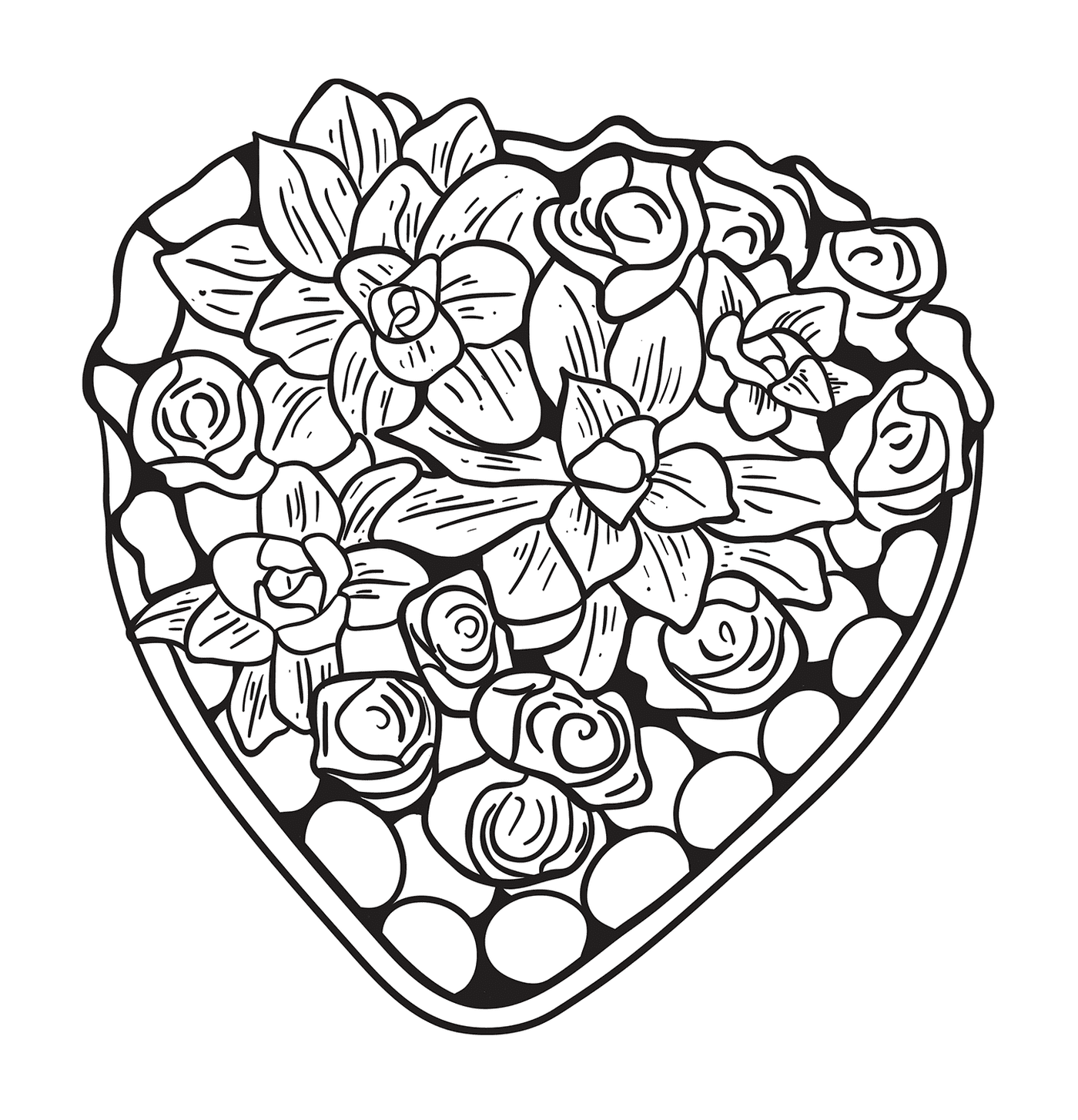  Coração agradável composto de flores e rosas 
