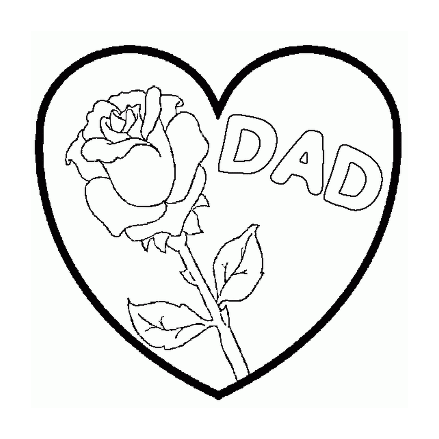  Coração de São Valentim para o pai com uma rosa 