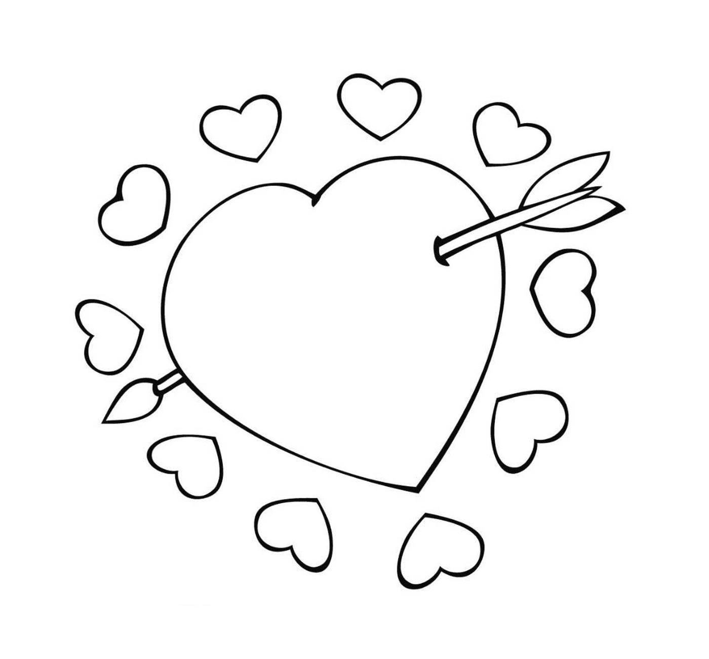  Coração com uma seta, símbolo de amor apaixonado 
