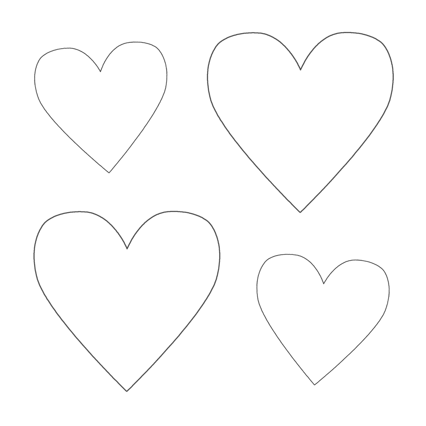  Um conjunto de quatro formas de coração 