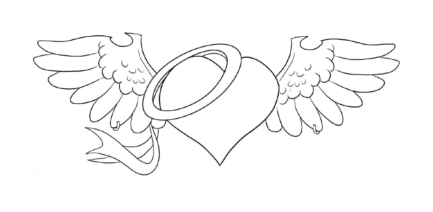  Um coração com asas e um halo 