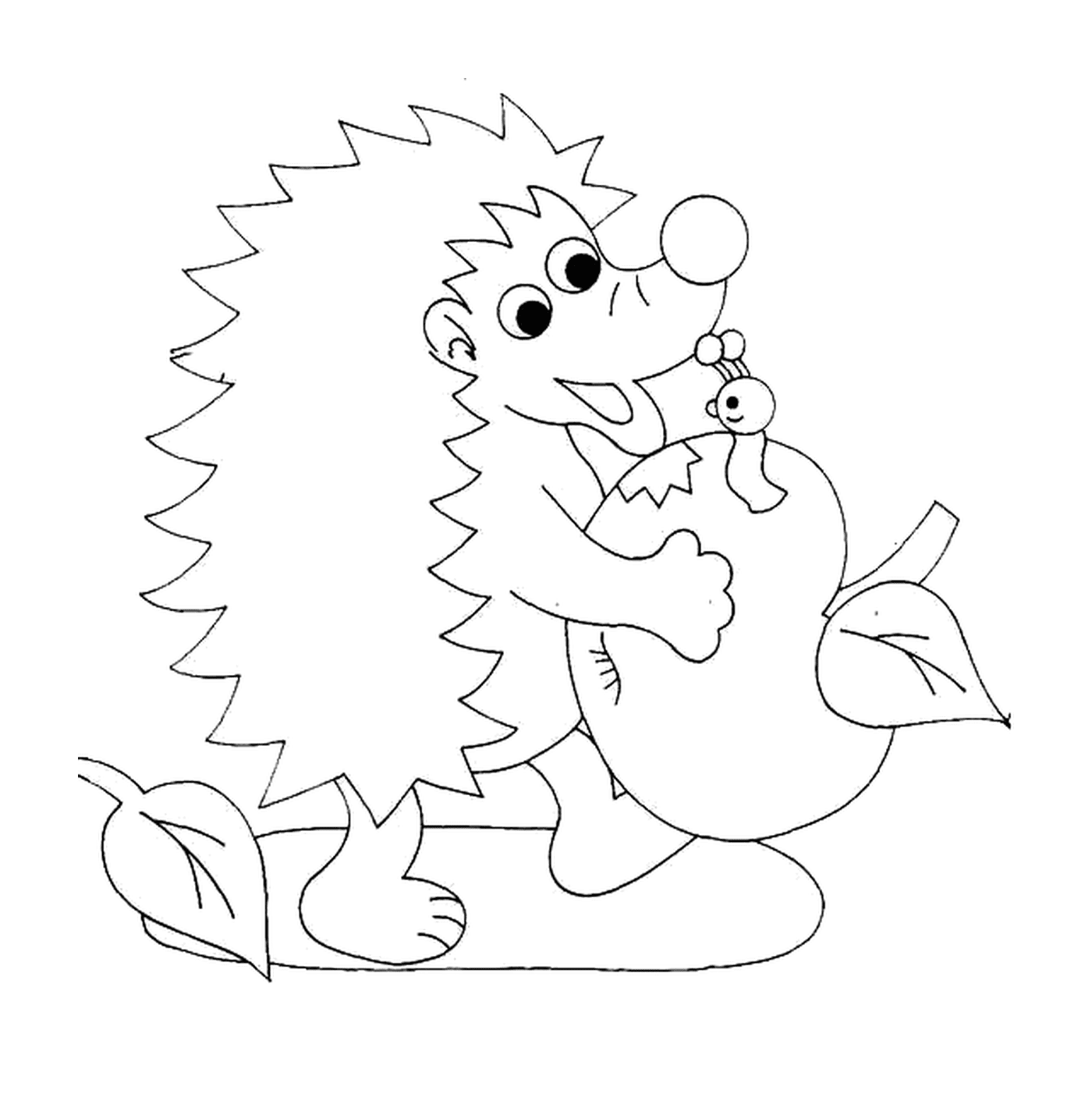  Hedgehog carregando uma maçã 