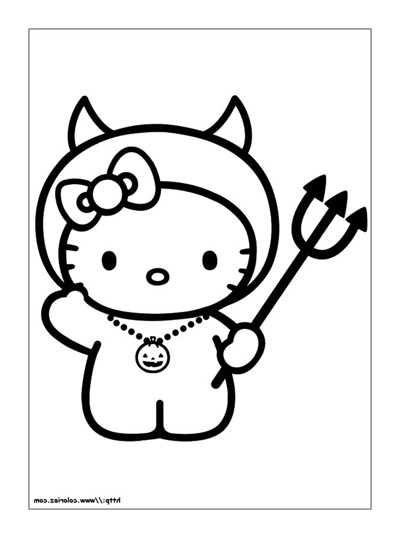  Hello Kitty com chifres e colar 