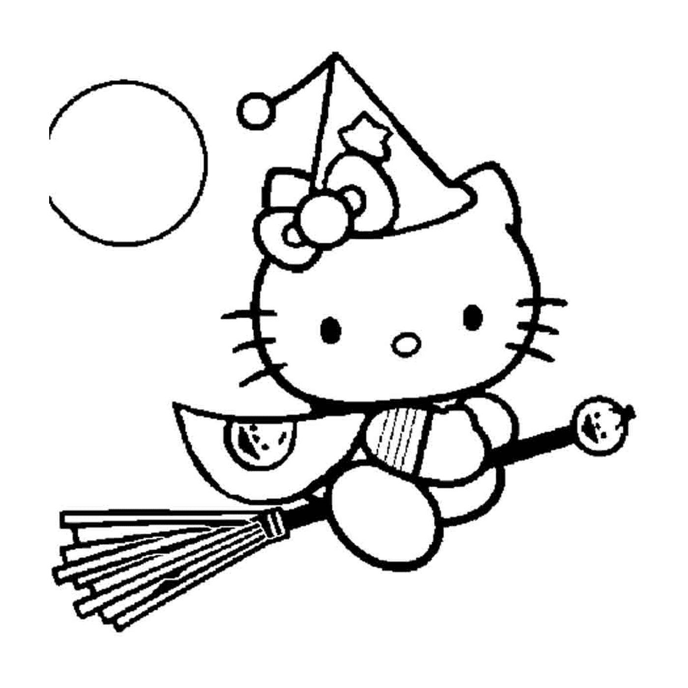  Hello Kitty bruxa em uma vassoura 