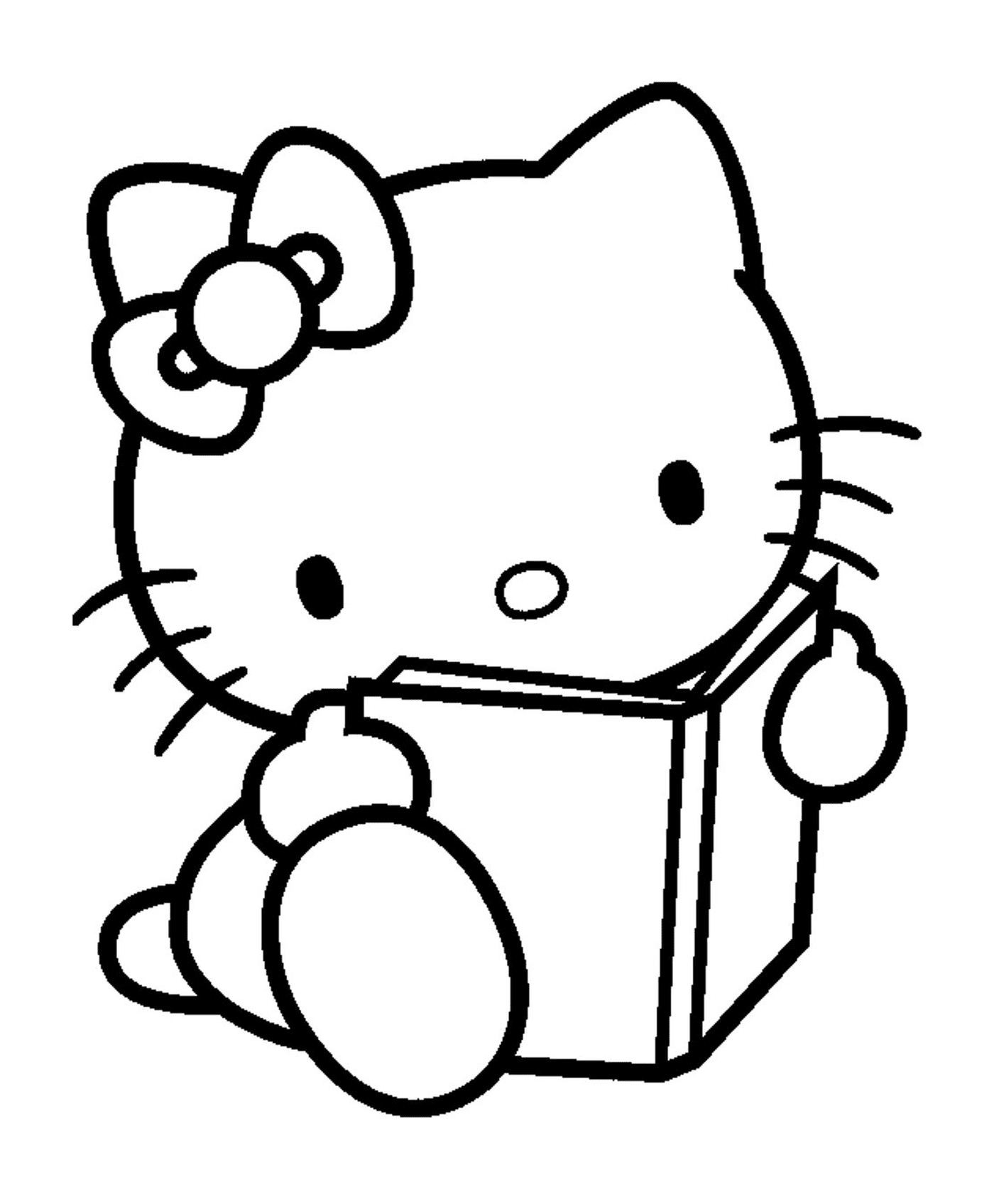  Hello Kitty segurando um livro aberto 
