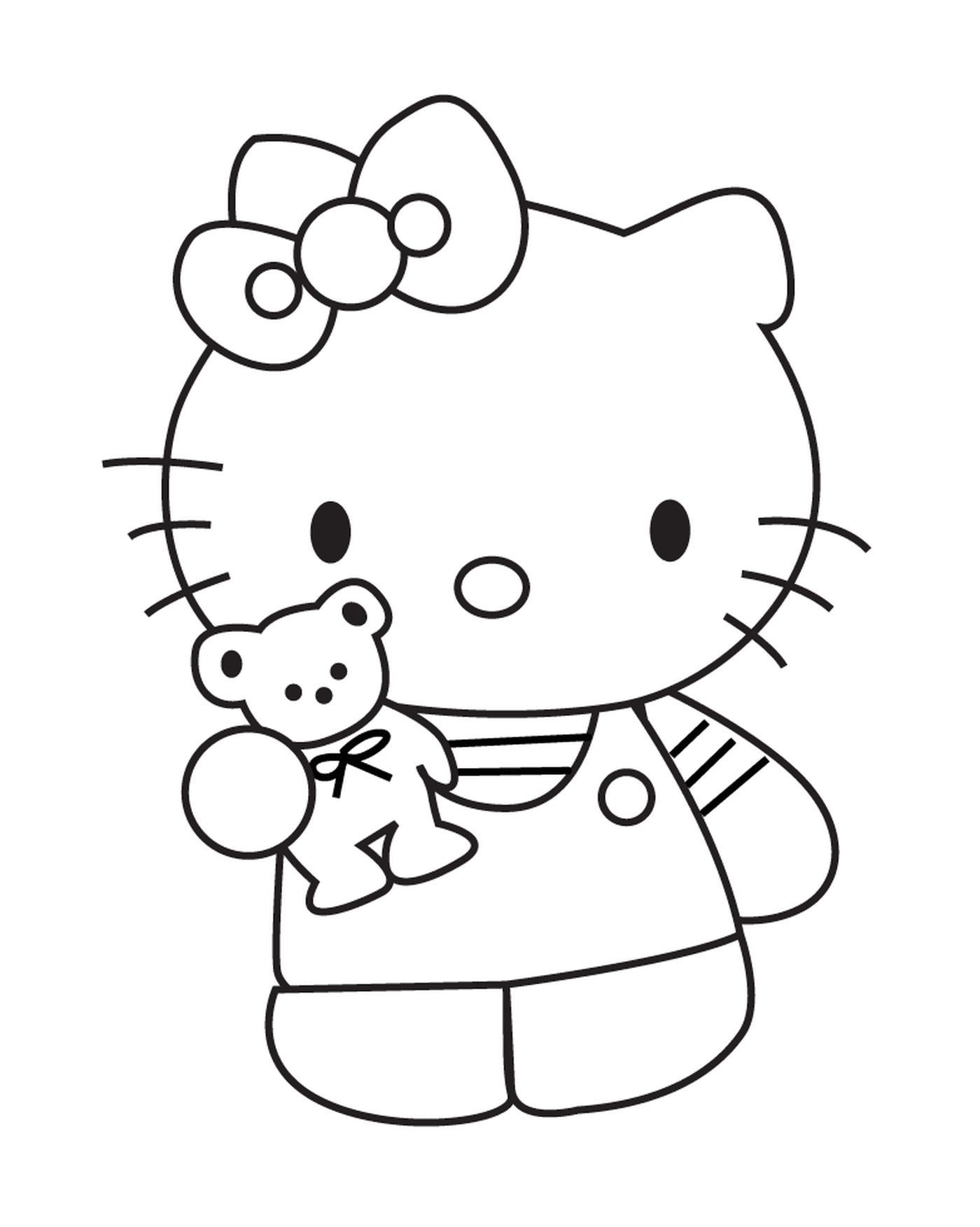  Hello Kitty segurando um ursinho de pelú 