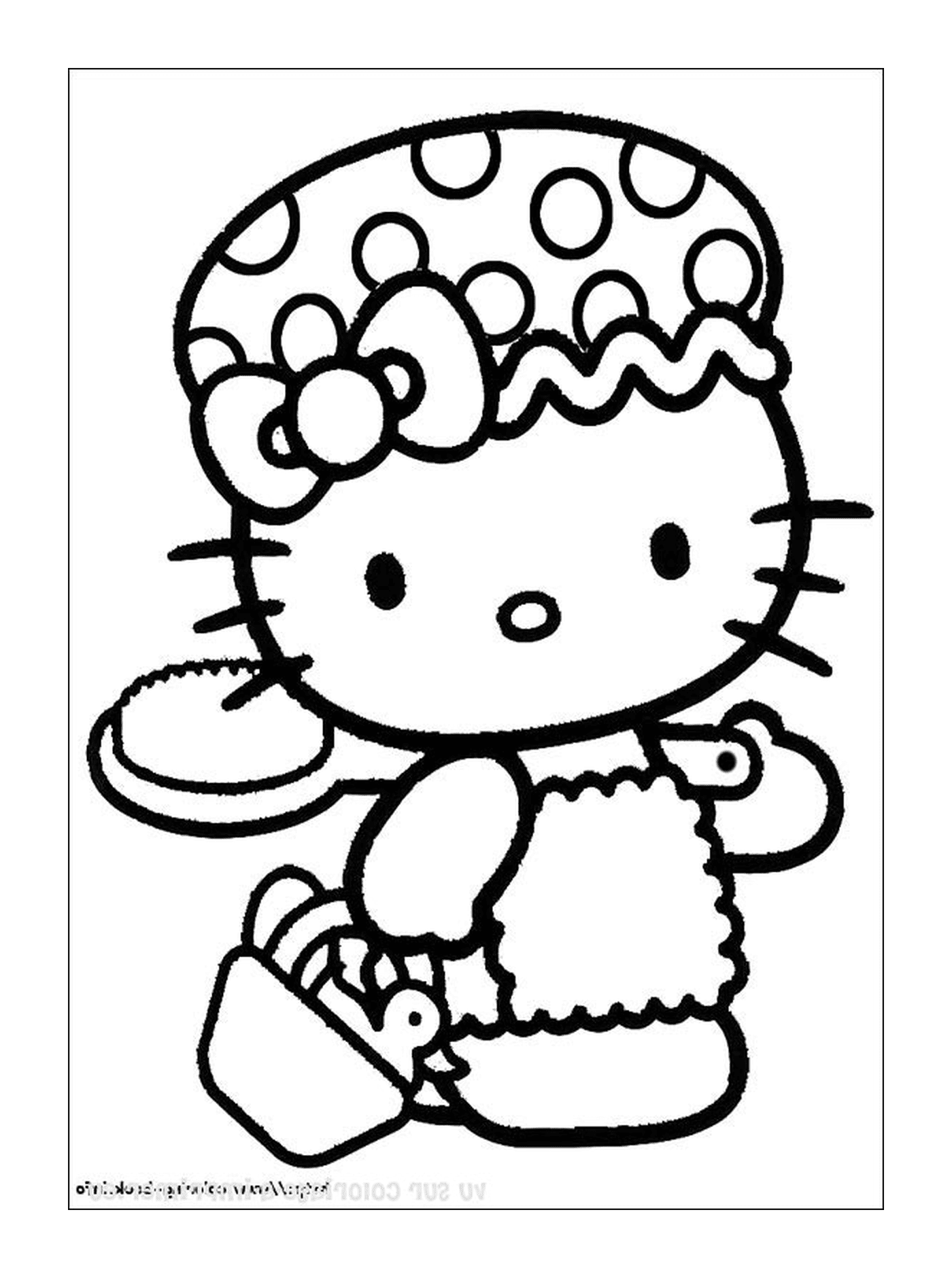  Hello Kitty com um bolo 