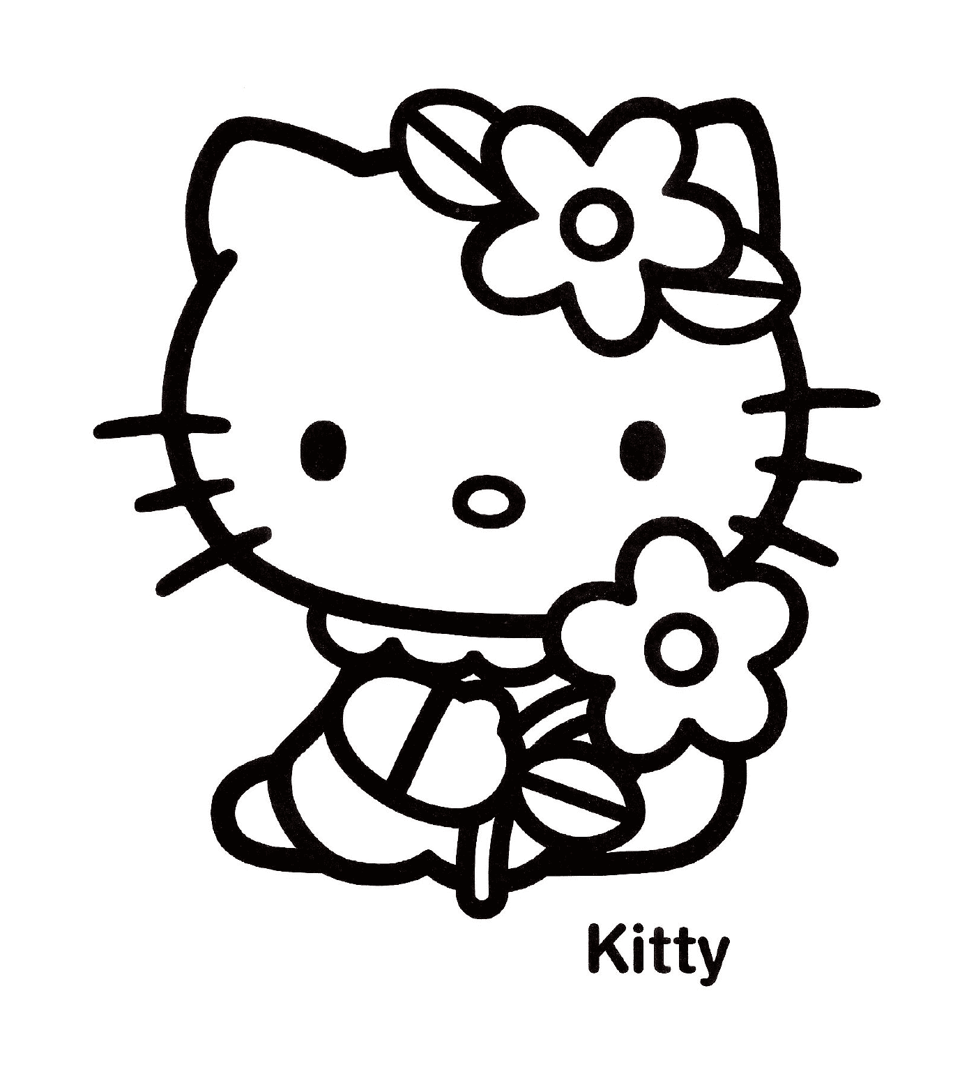  Hello Kitty segurando uma flor 