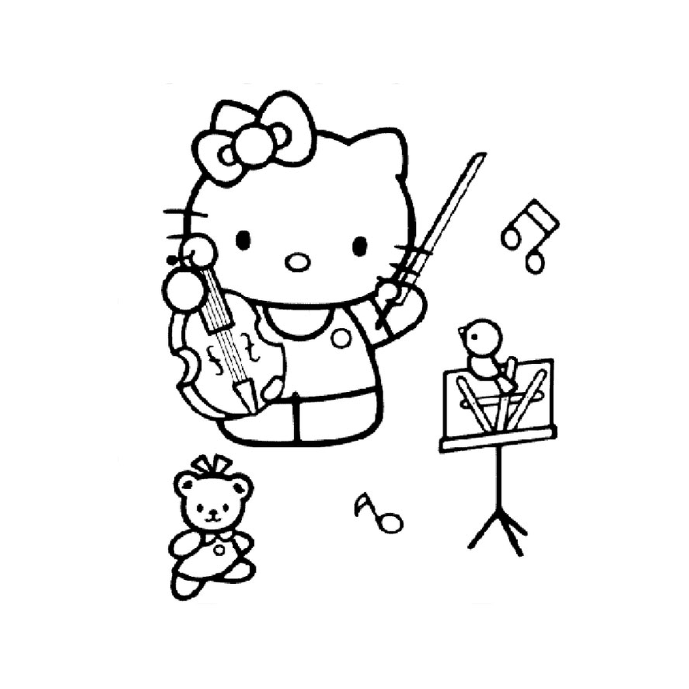  Hello Kitty tocando um instrumento musical 