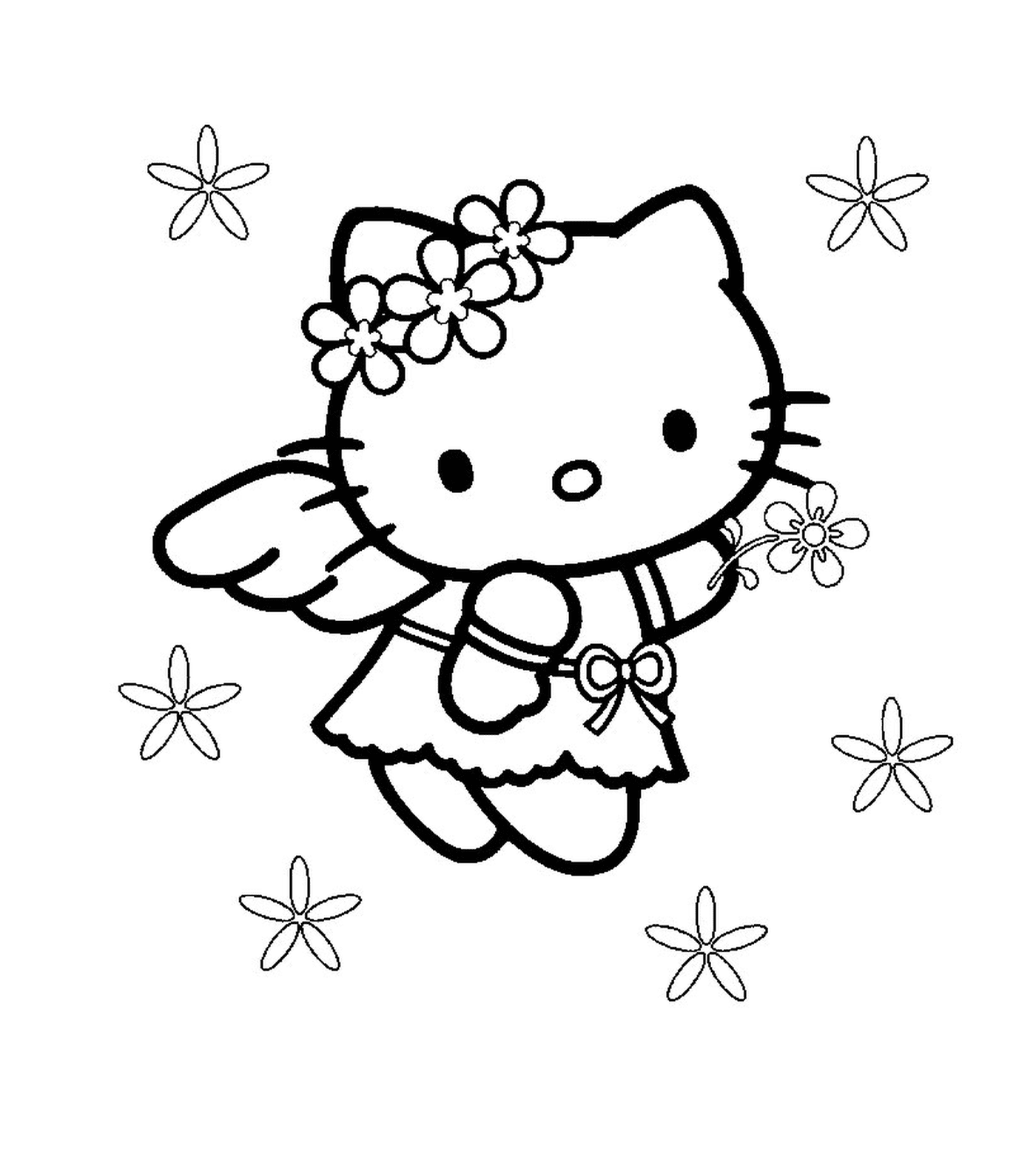  Hello Kitty com uma flor 