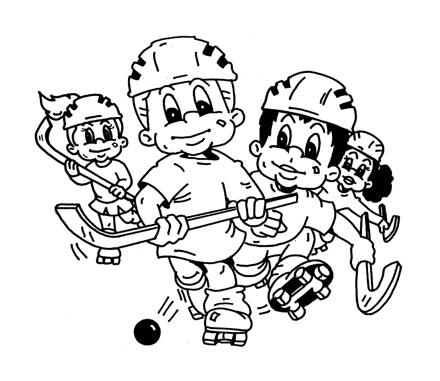  儿童打曲棍球 