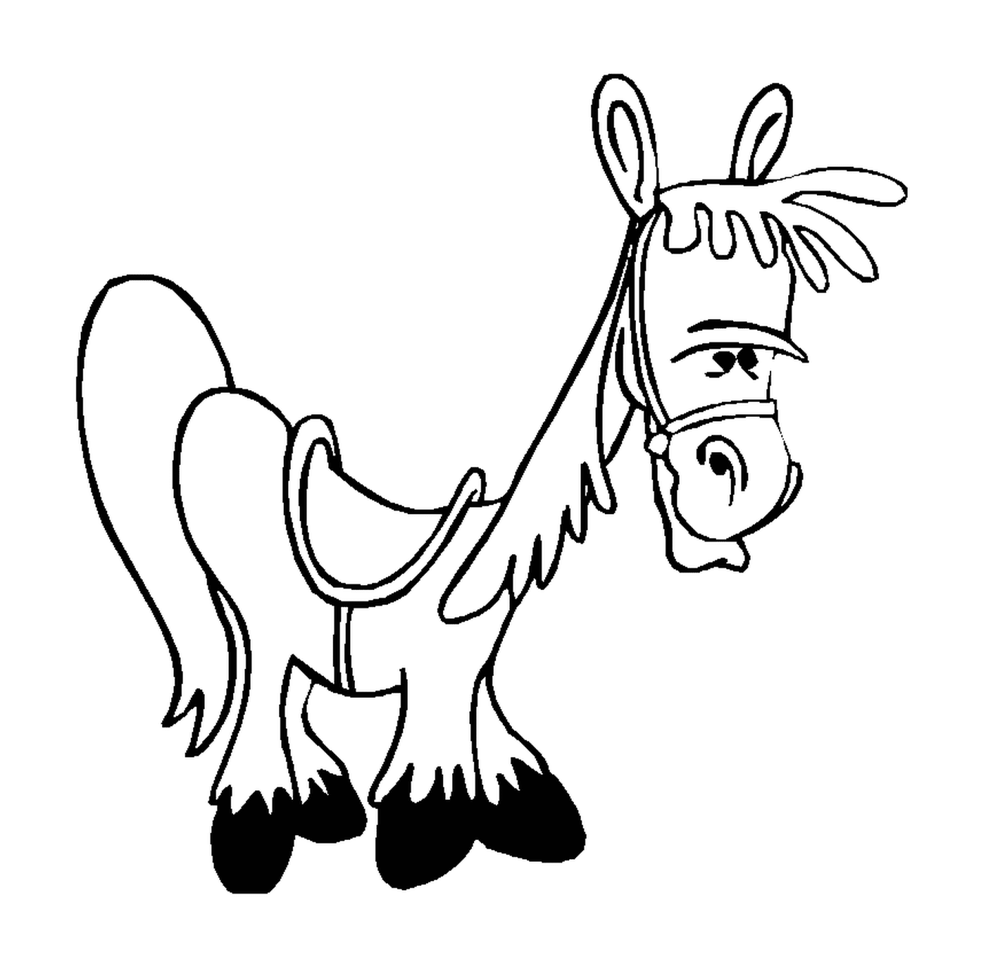  Ilustração divertida de um cavalo com um arnês 