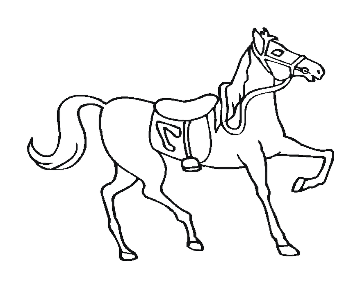  Cavalo majestoso com uma sela nas costas 