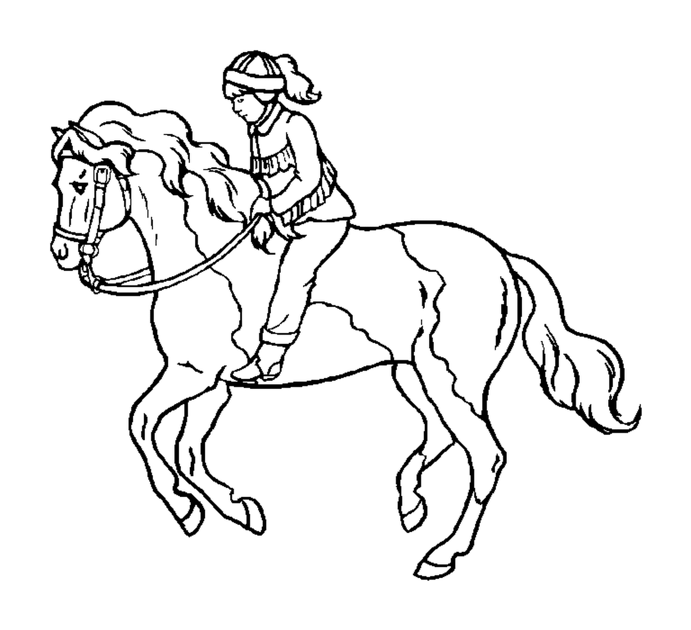  cavaleiro com seu capacete, montando seu destrier 