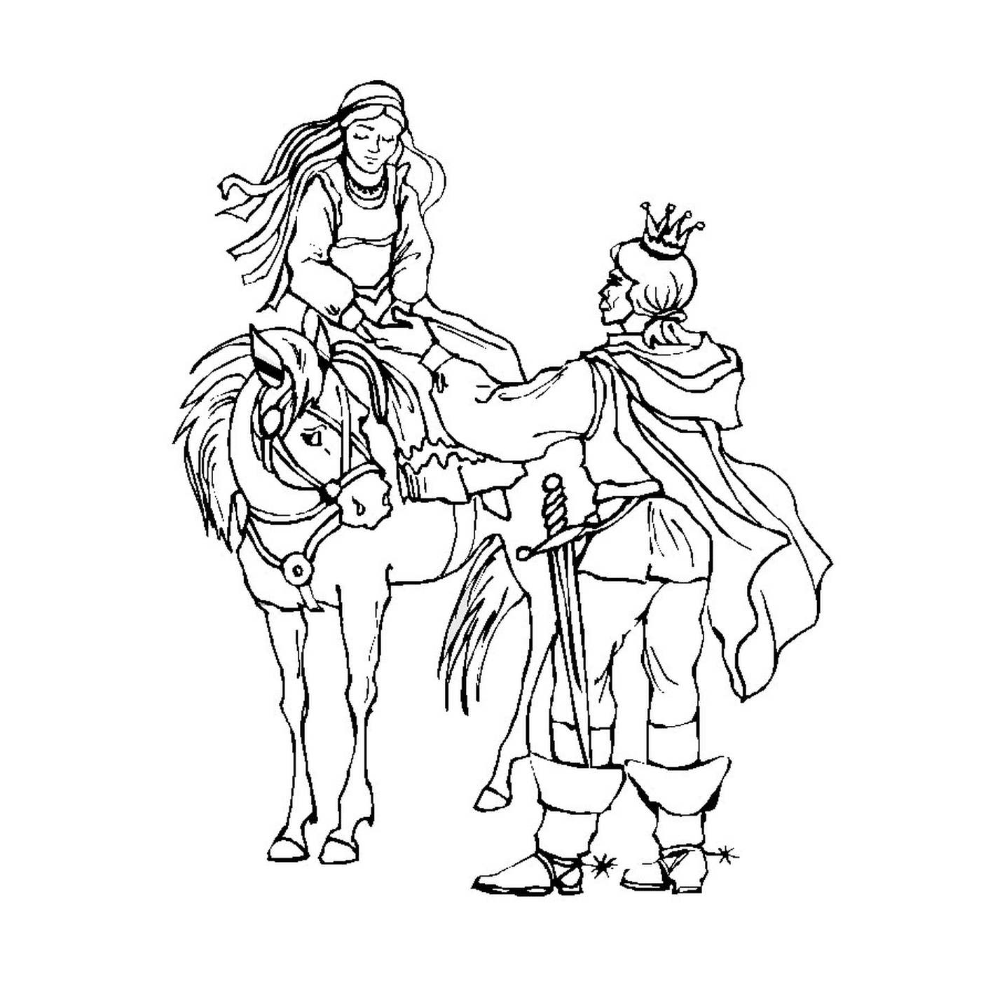  Casal real montando um cavalo orgulhosamente 